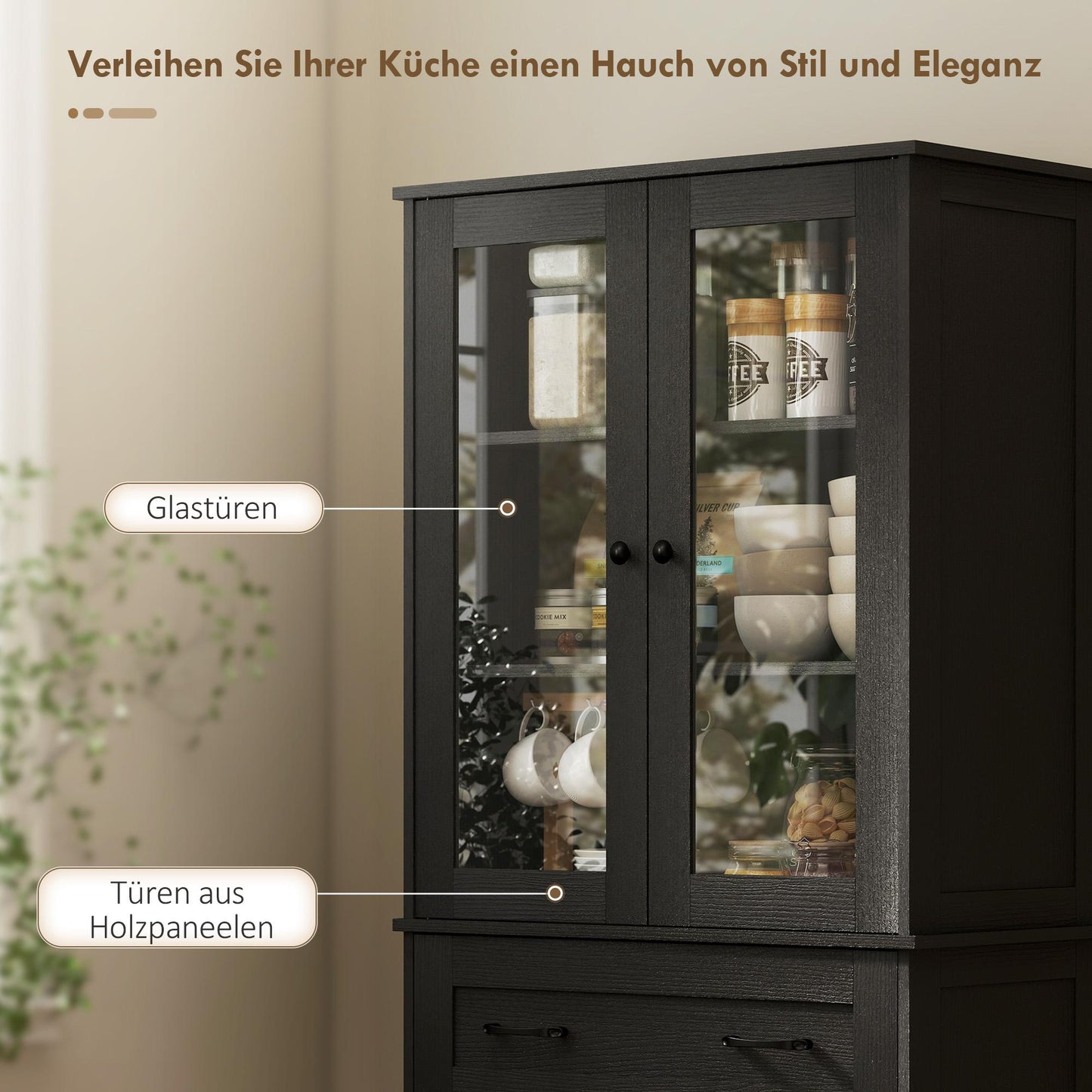 Kitchen Cabinet, Black Acrylic Front, 76 x 40 x 182.5 cm