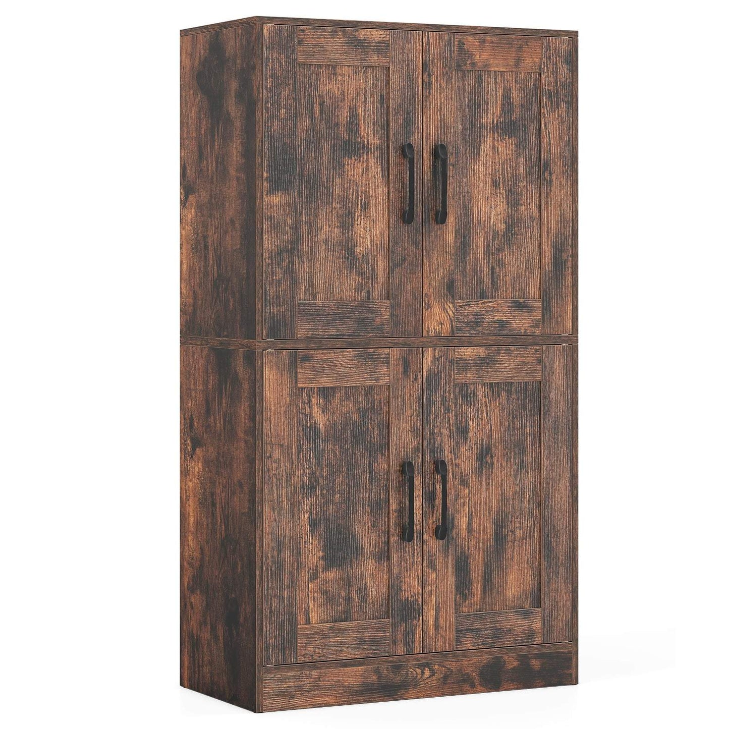 Kitchen Cabinet with Adjustable Shelves, 4 Doors, Brown