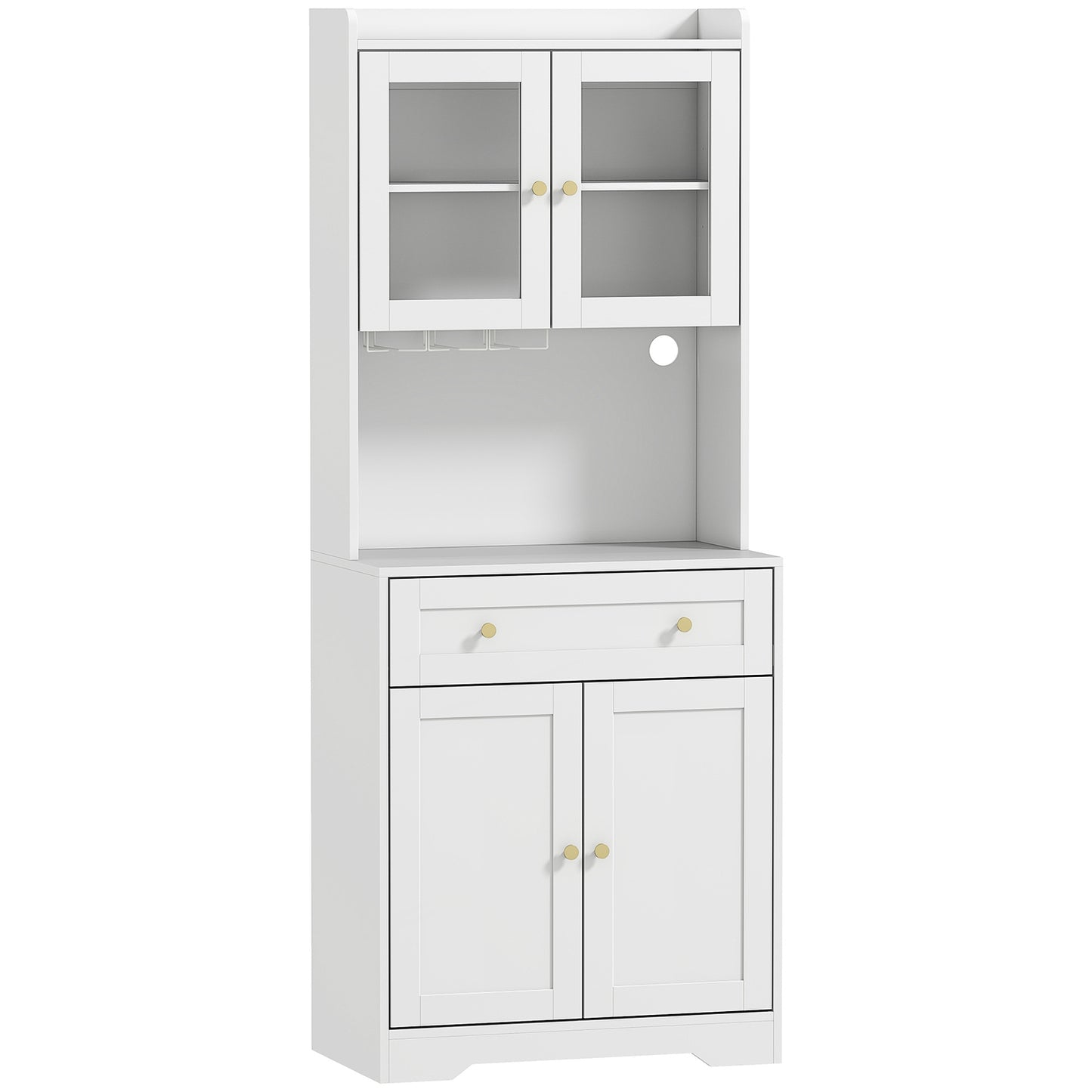 Kitchen Cabinet with Countertop, Wine Glass Holder, 170 cm, MDF, White