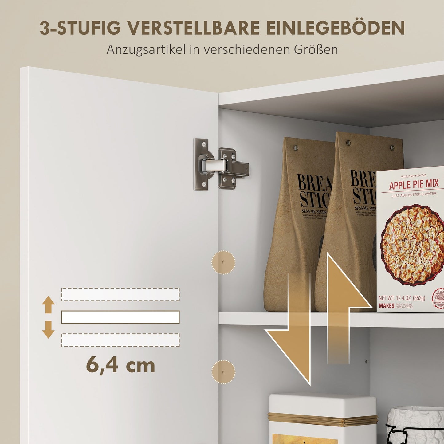 Kitchen Cabinet with Open Shelves, Wine Rack, White MDF