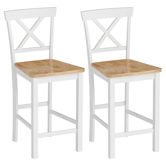 Kitchen Chairs Set of 2, Rubberwood, White Spindle Back