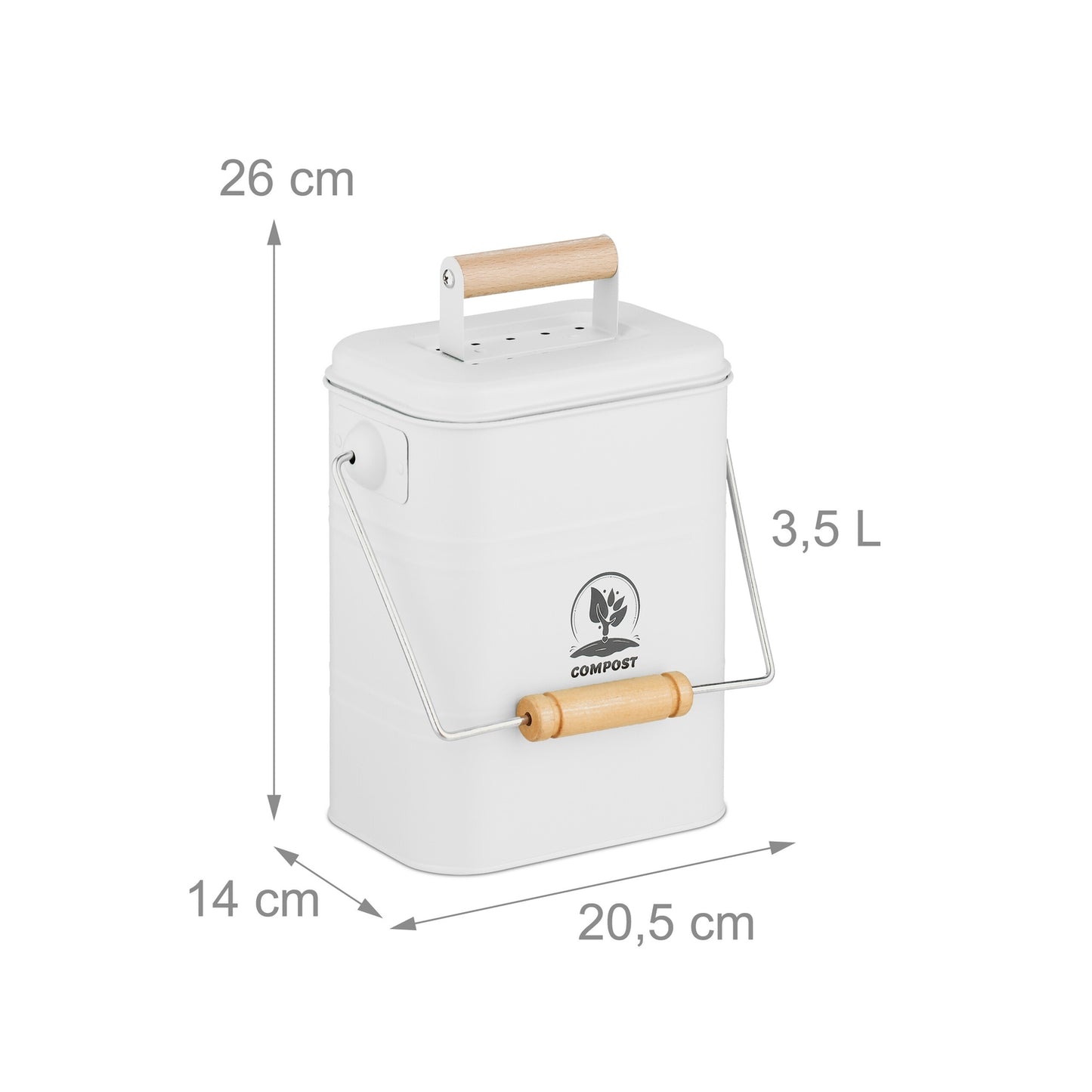 Kitchen Compost Bin, 3.5L Odour-Proof with Filters