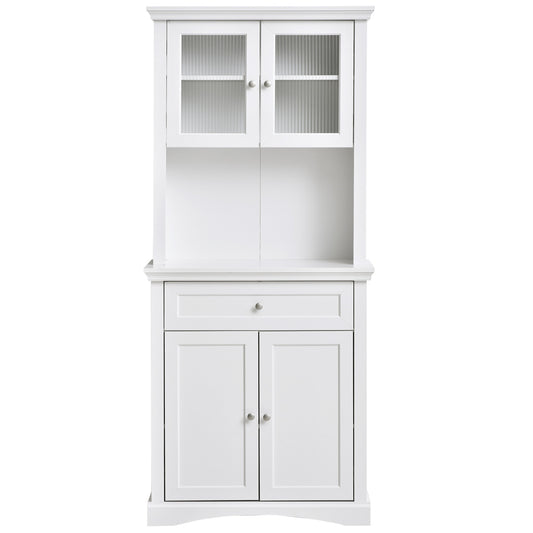 Glass door cabinet, adjustable shelves, white 79x40x180CM