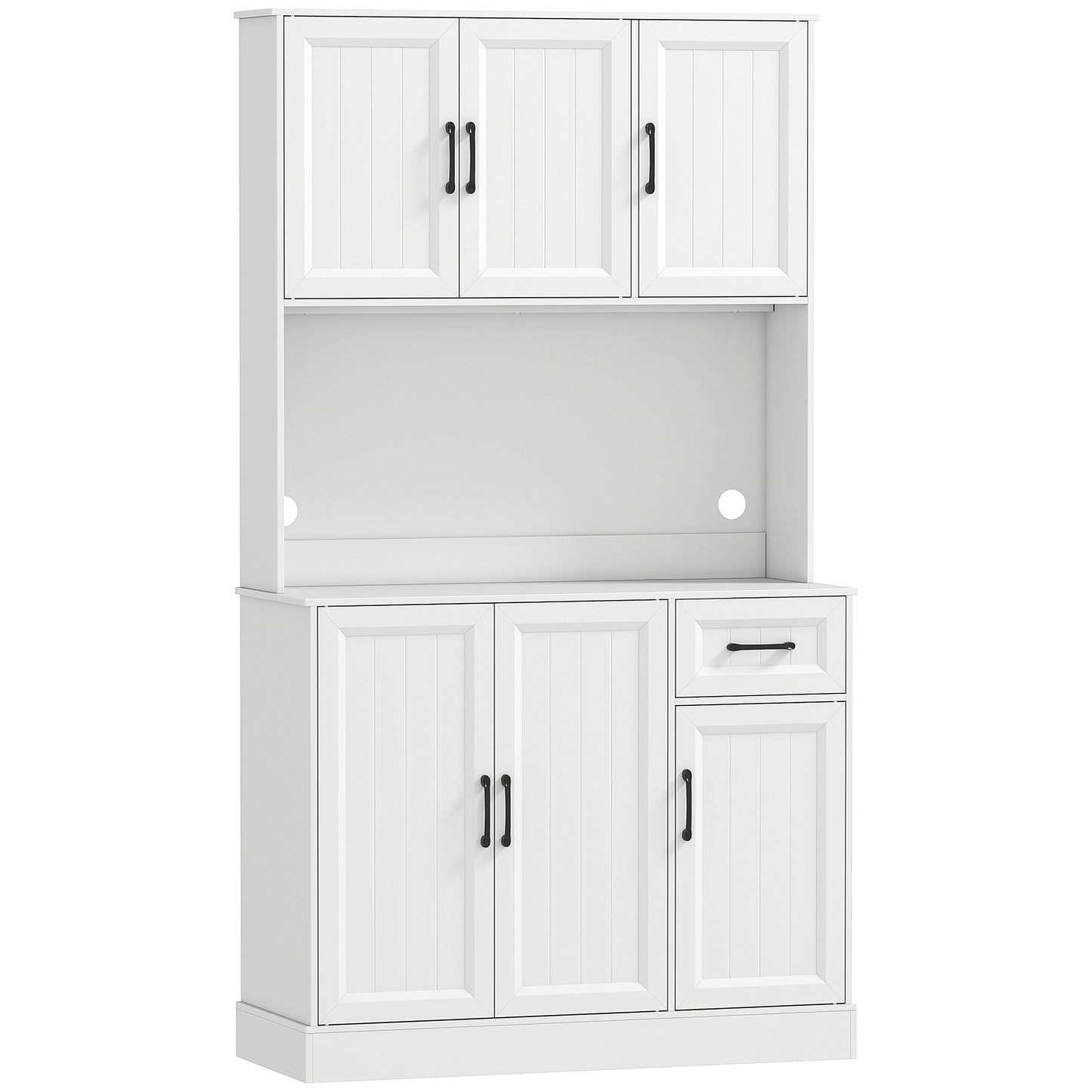 Kitchen Pantry Cabinet, 180.5 cm, Adjustable Shelves, MDF, White