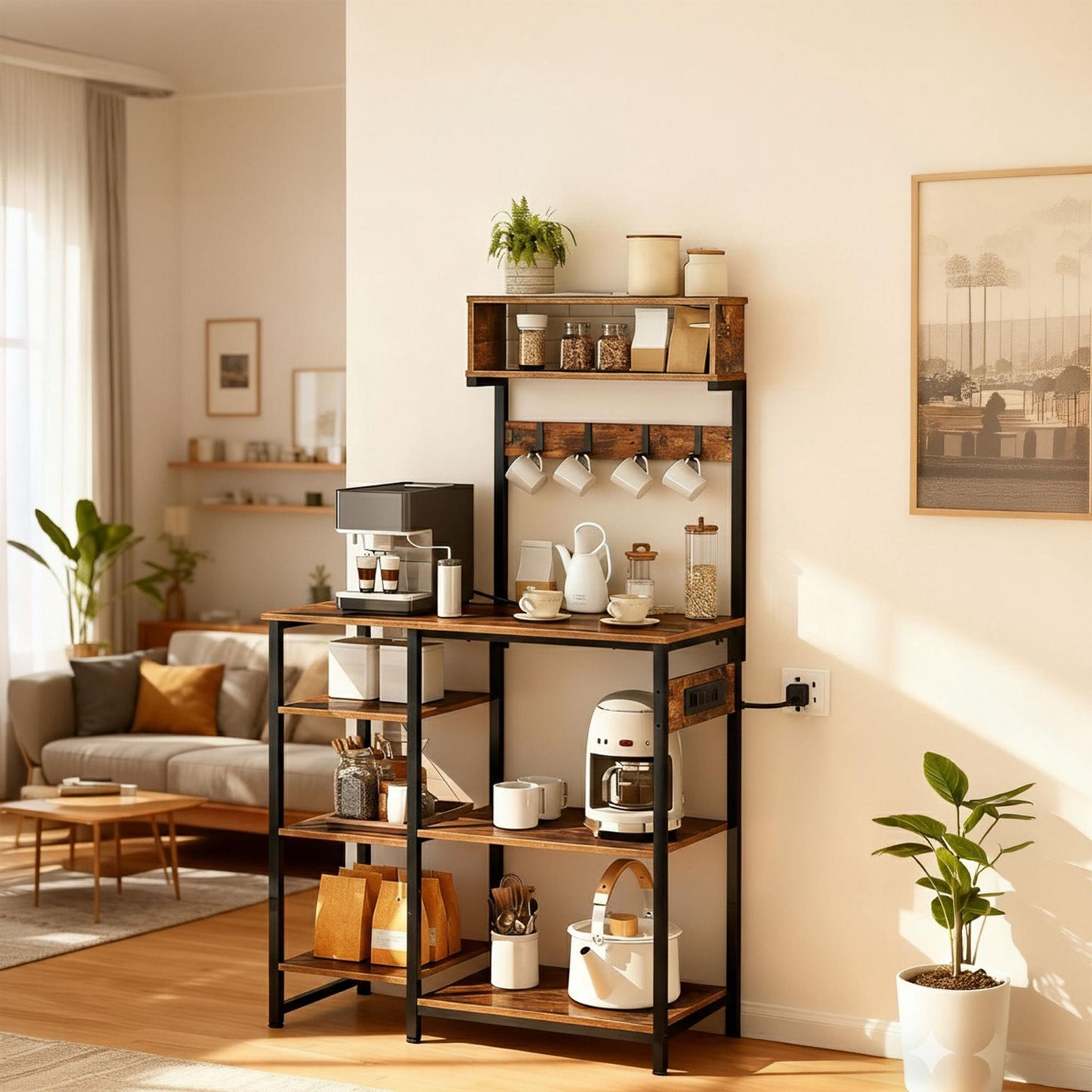 Kitchen Shelf with Power Outlet and USB Ports