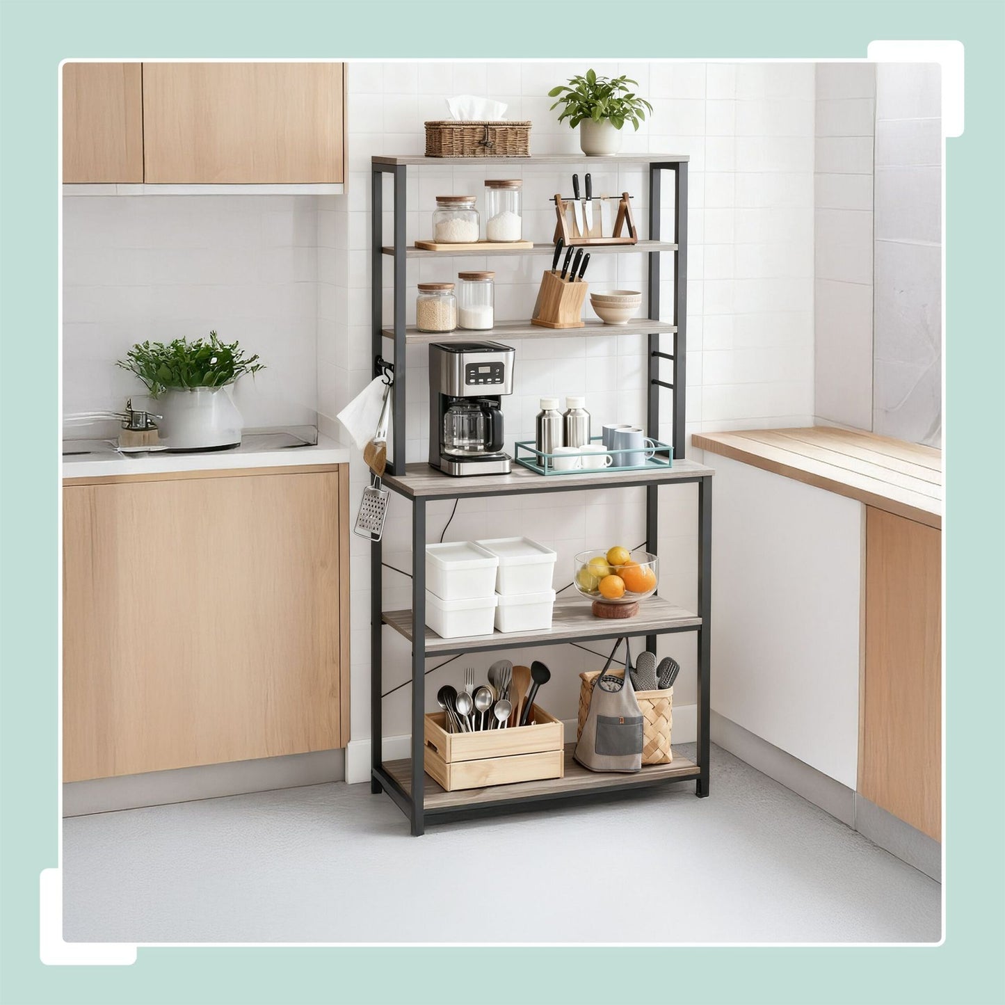 Kitchen Shelf with Worktop and Storage Space
