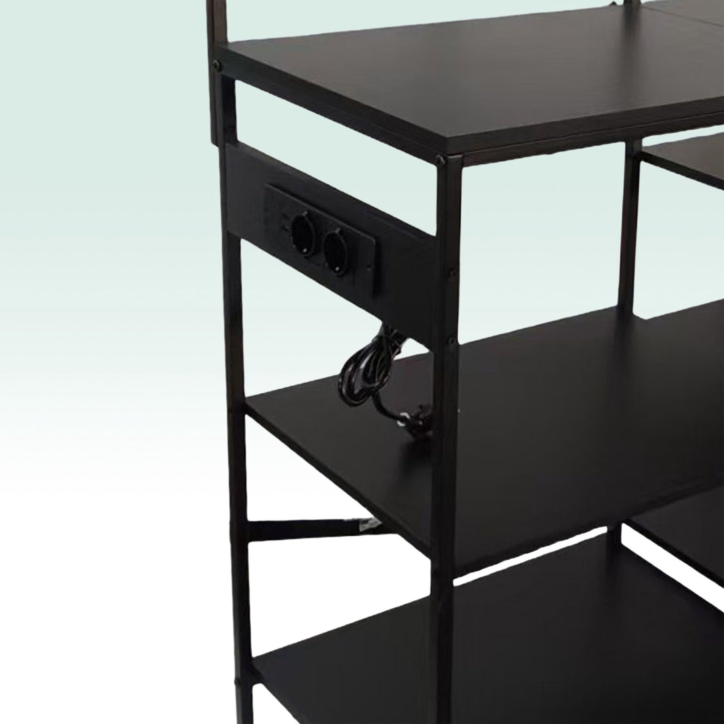 Kitchen Storage Shelf with Power Outlets and Hooks