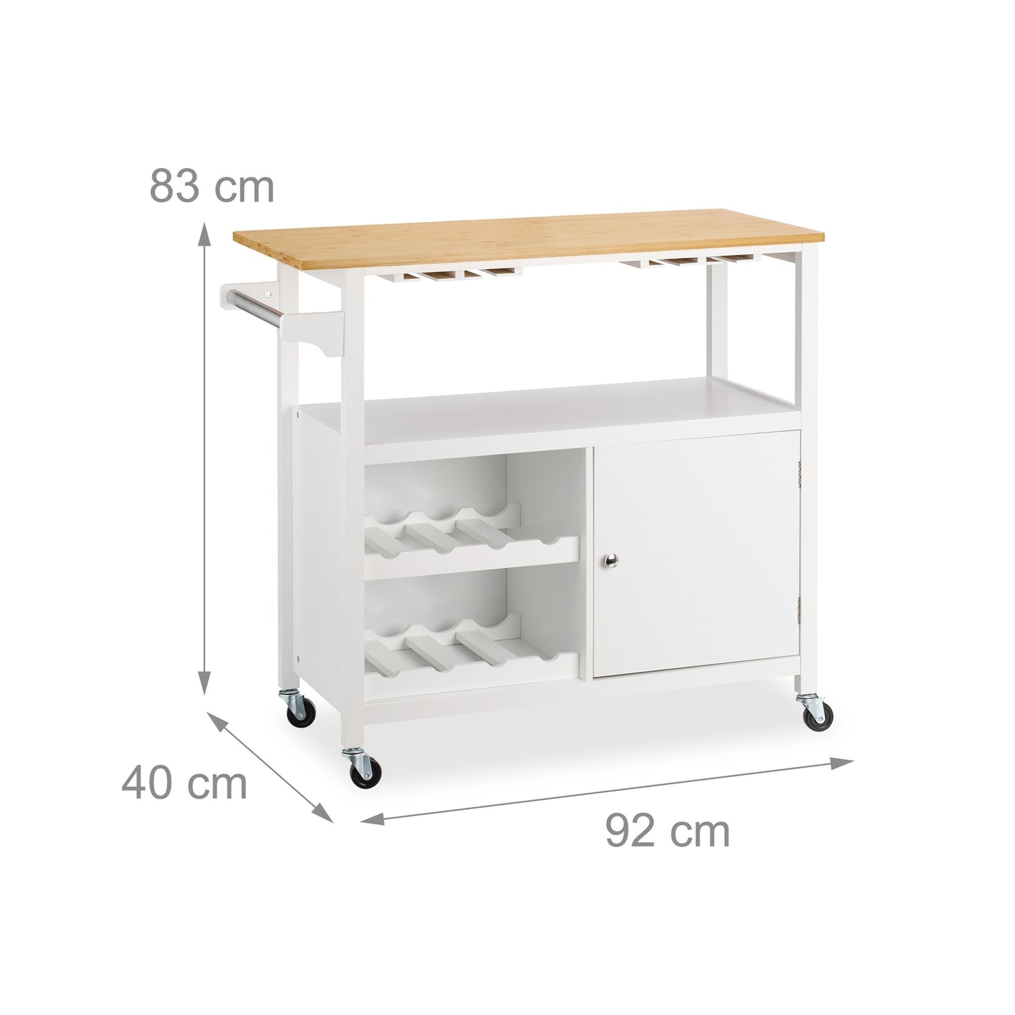 Kitchen Storage Trolley with Wine Rack and Glass Holder
