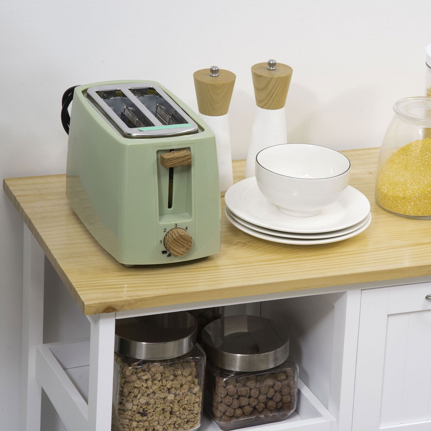 White kitchen trolley, 3-drawer 3-level storage with worktop