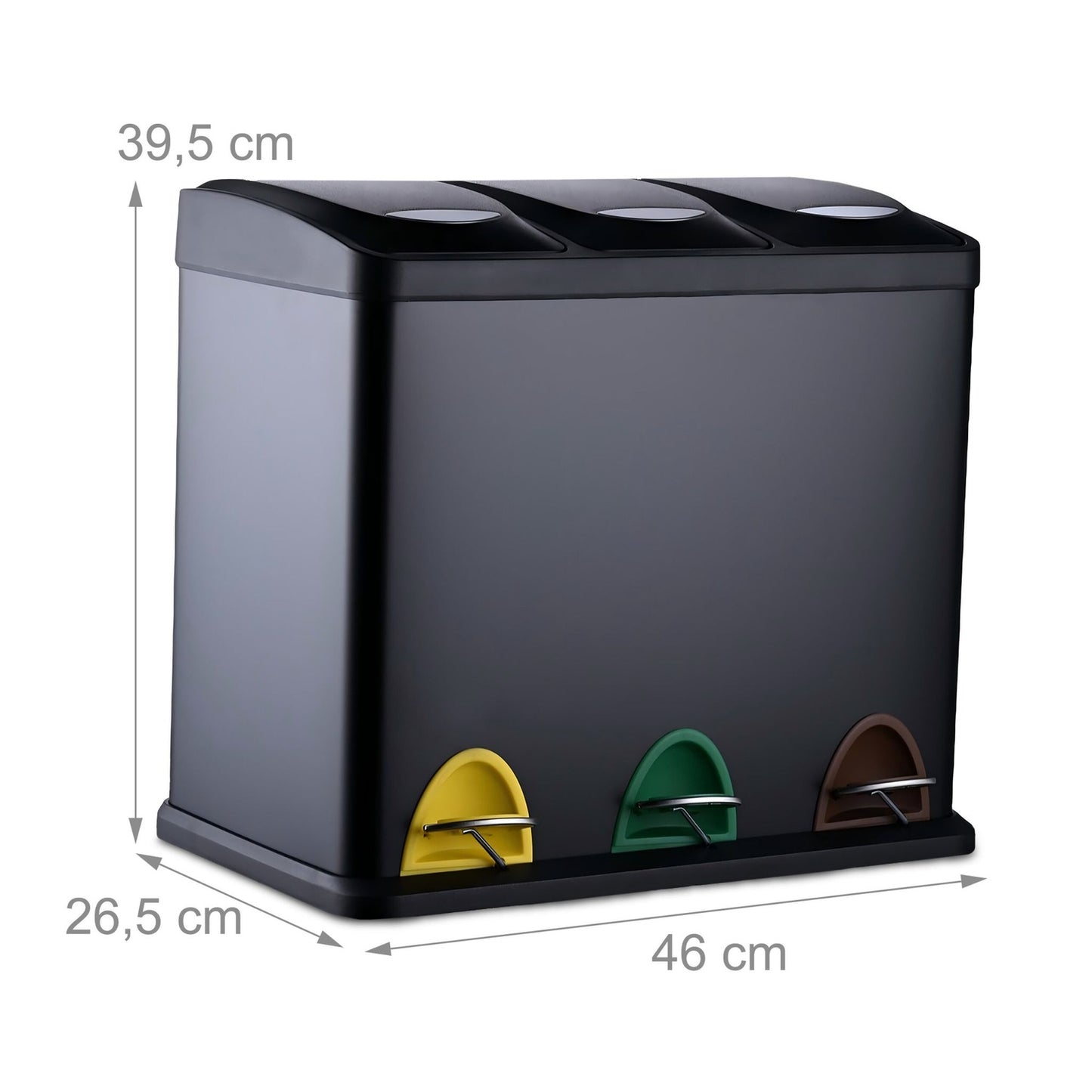 Kitchen Waste Bin, 3 Compartments, 3 x 8L
