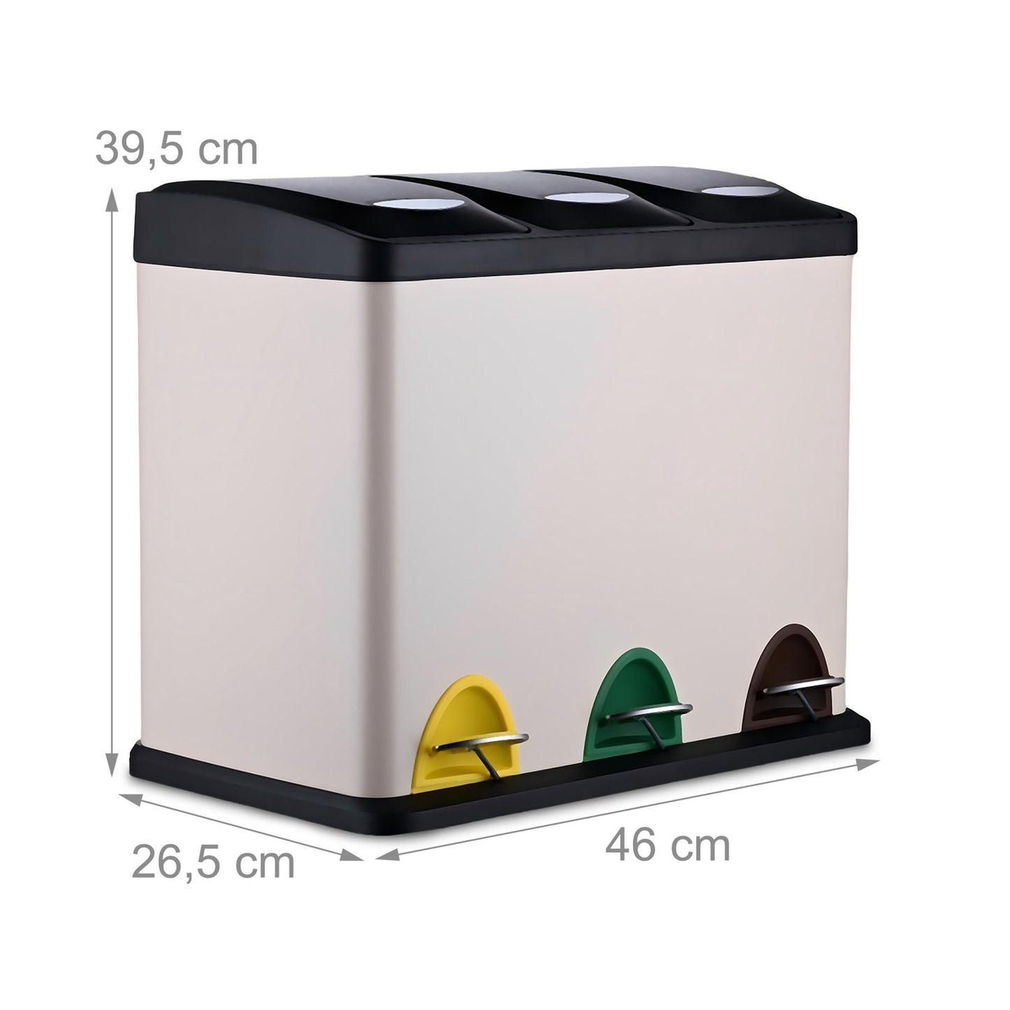 Kitchen Waste Bin, 3 Compartments, 8L Each