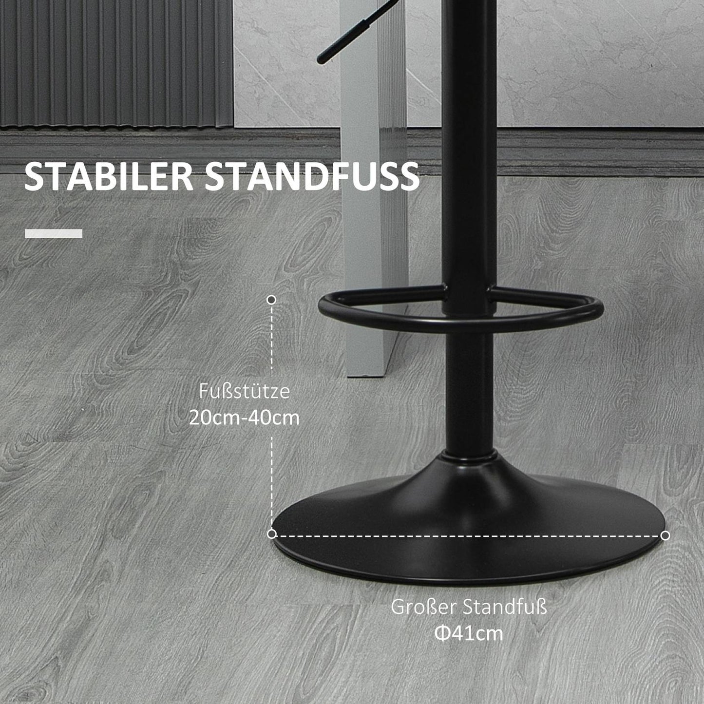 Adjustable gray barstools Set of 2, 360° rotatable, linen look