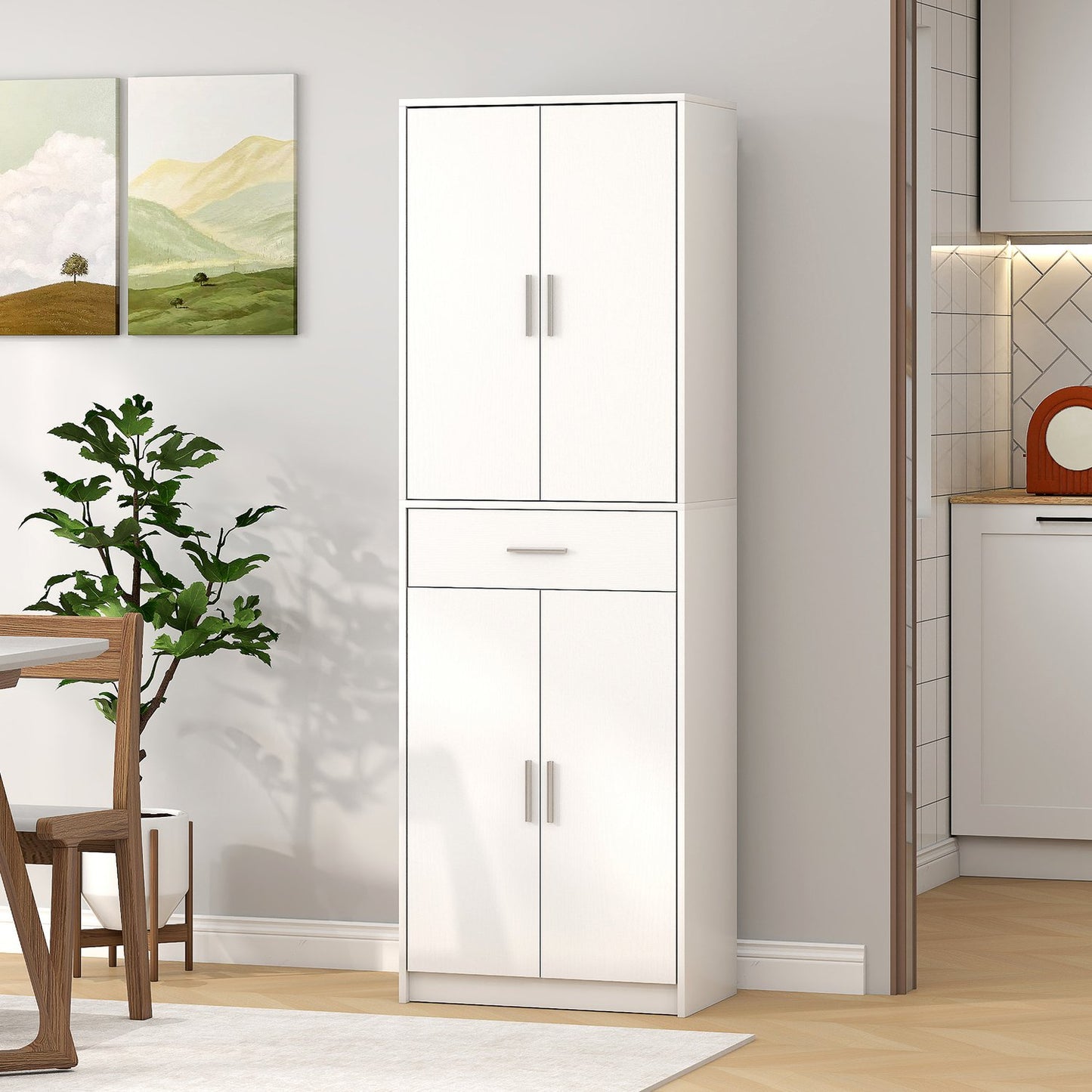 Kitchen cabinet, 3-level adjustable shelves, chipboard, MDF, plenty of storage space, white