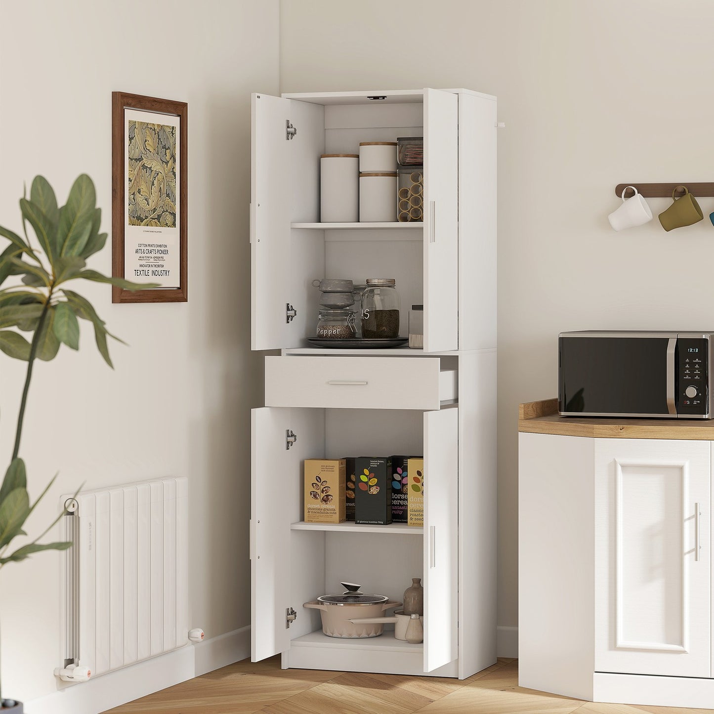 Kitchen cabinet, 3-level adjustable shelves, chipboard, MDF, plenty of storage space, white