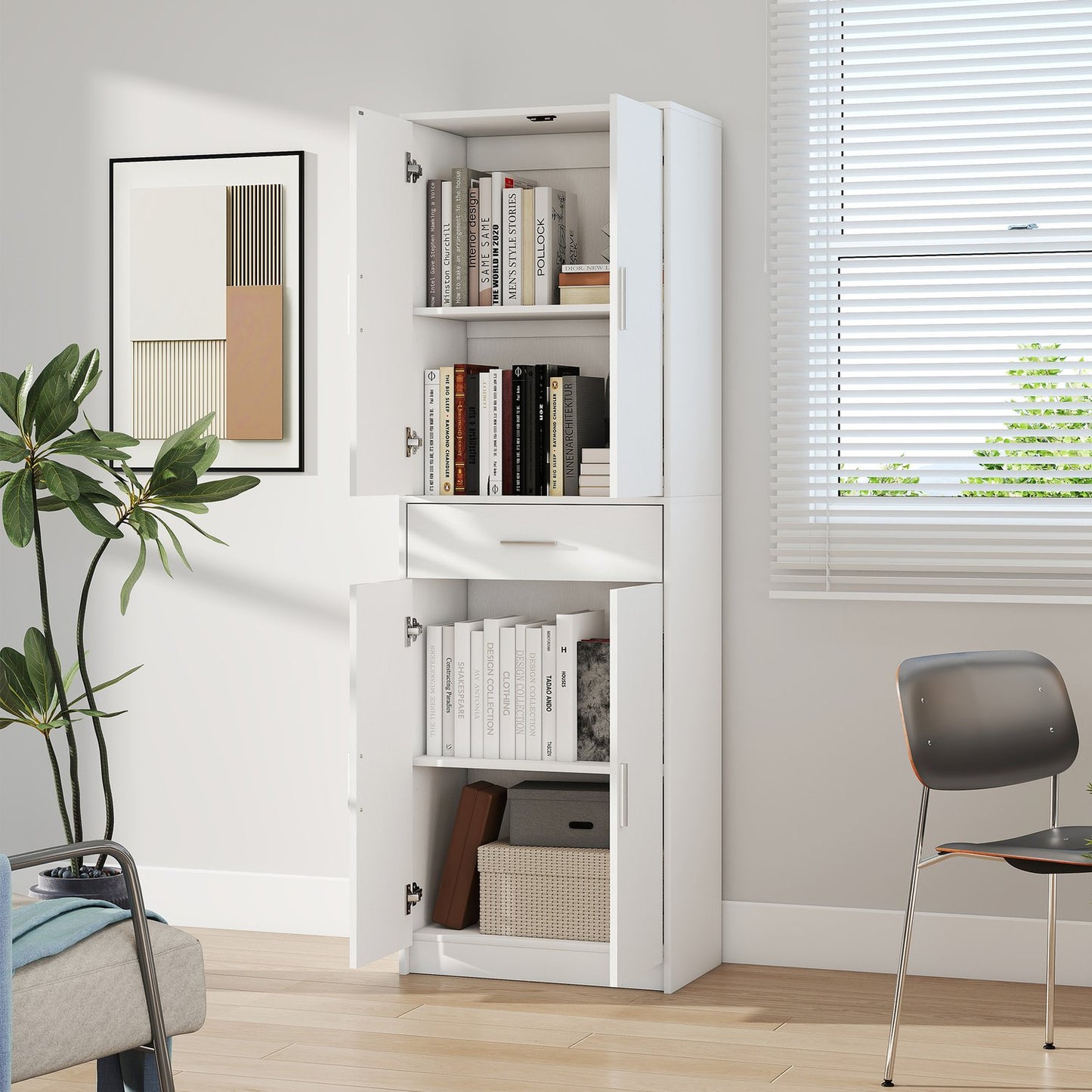 Kitchen cabinet, 3-level adjustable shelves, chipboard, MDF, plenty of storage space, white