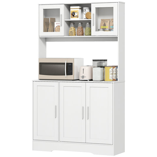 Kitchen cabinet, Scandinavian design, 4 cabinets, adjustable shelves, glass doors, open space, chipboard, MDF, white
