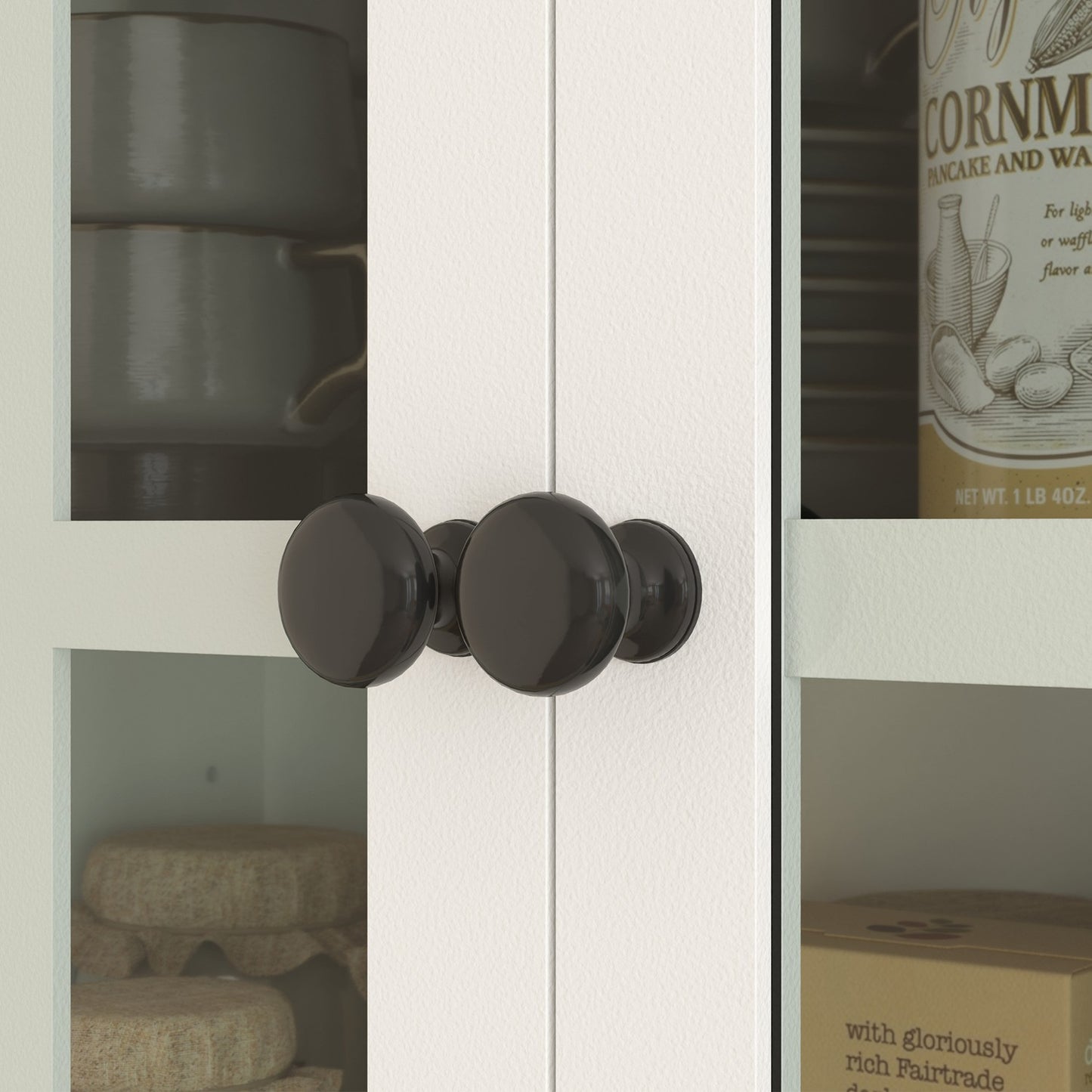 Tall white kitchen buffet cabinet, adjustable shelves, 170 cm