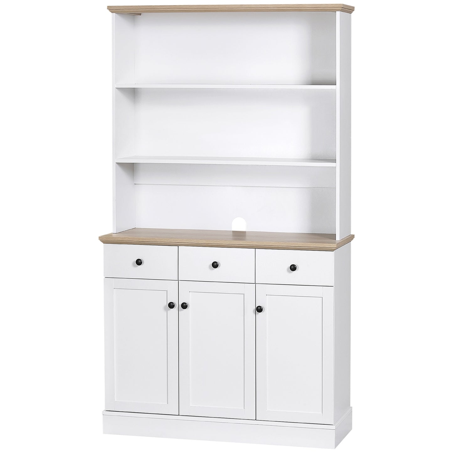 Tall white kitchen cabinet with drawers & shelves, 101x39x180.5 cm