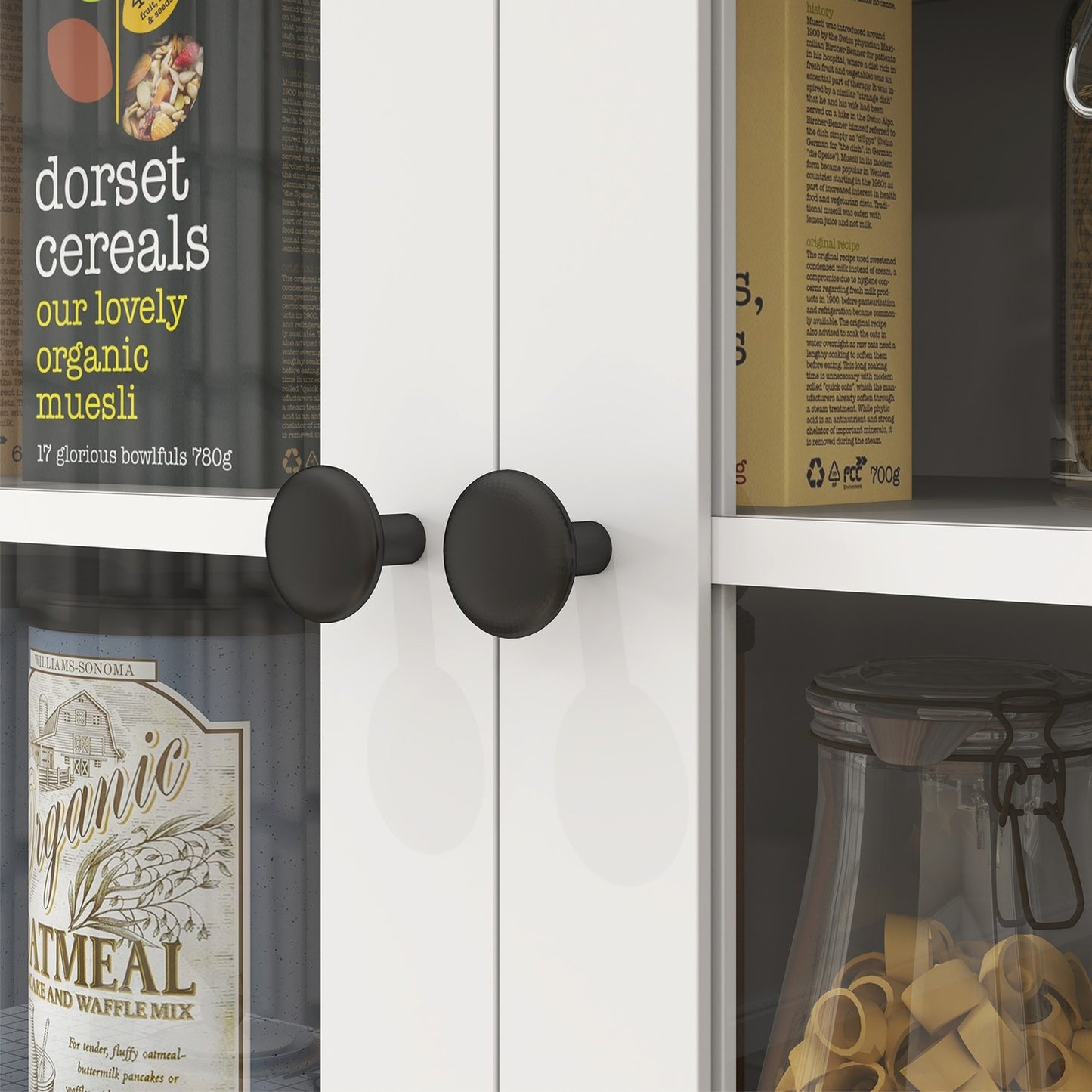 White kitchen cabinet with microwave shelf & storage
