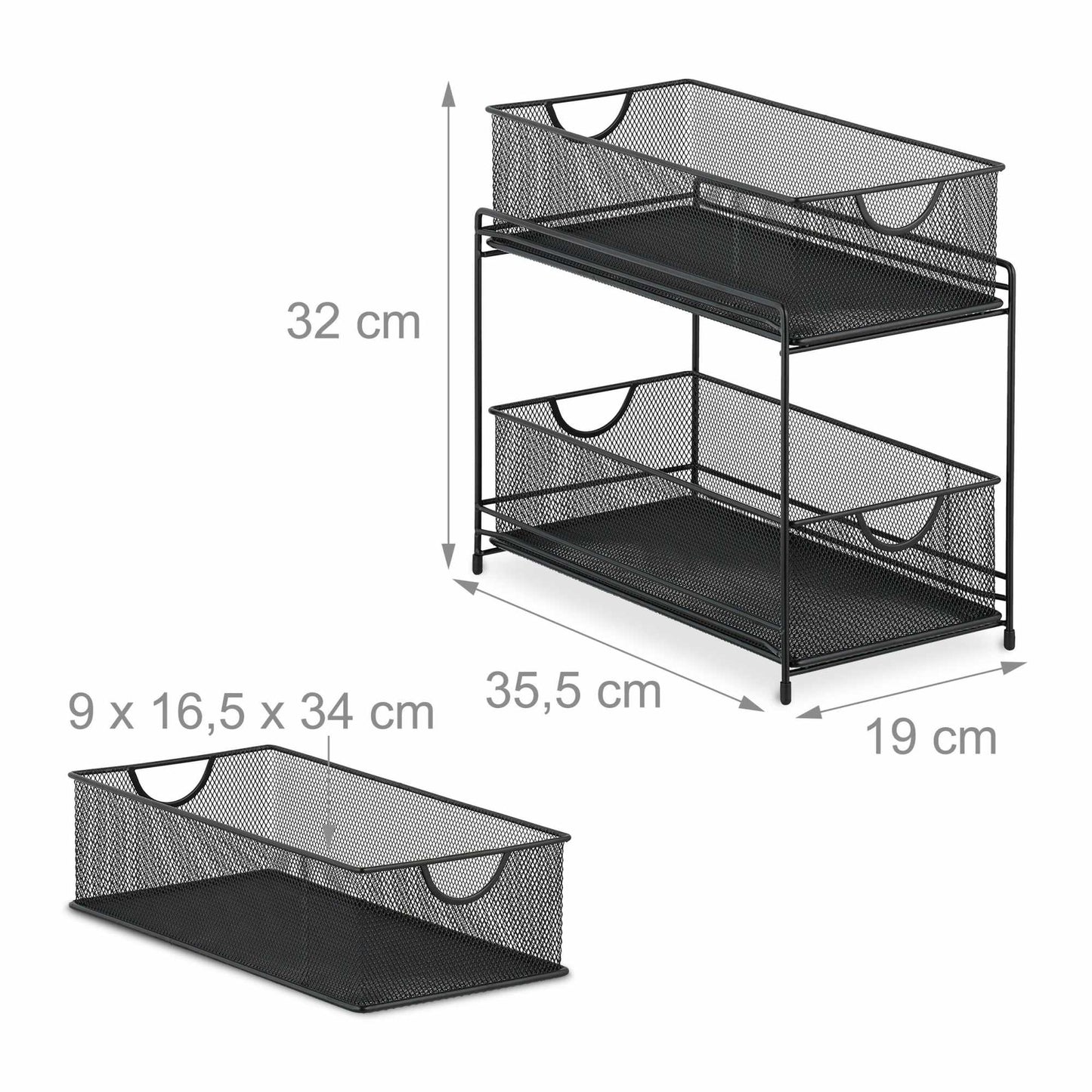 Kitchen organization with 2 pull-out baskets