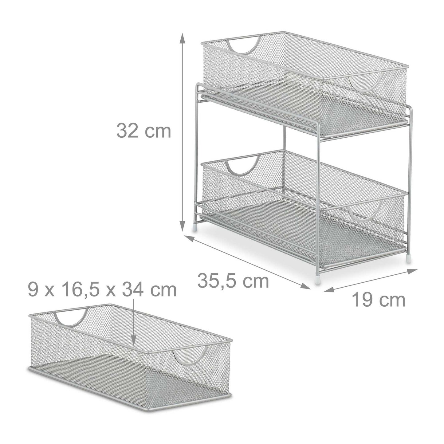 Kitchen organization with 2 pull-out baskets