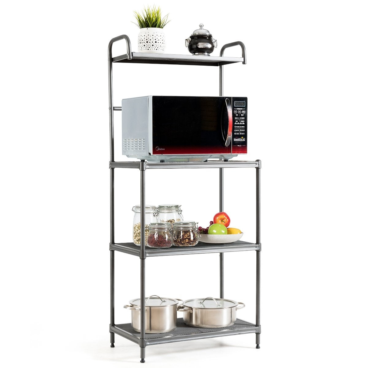 Kitchen shelf 4 shelves adjustable microwave holder household shelf standing shelf