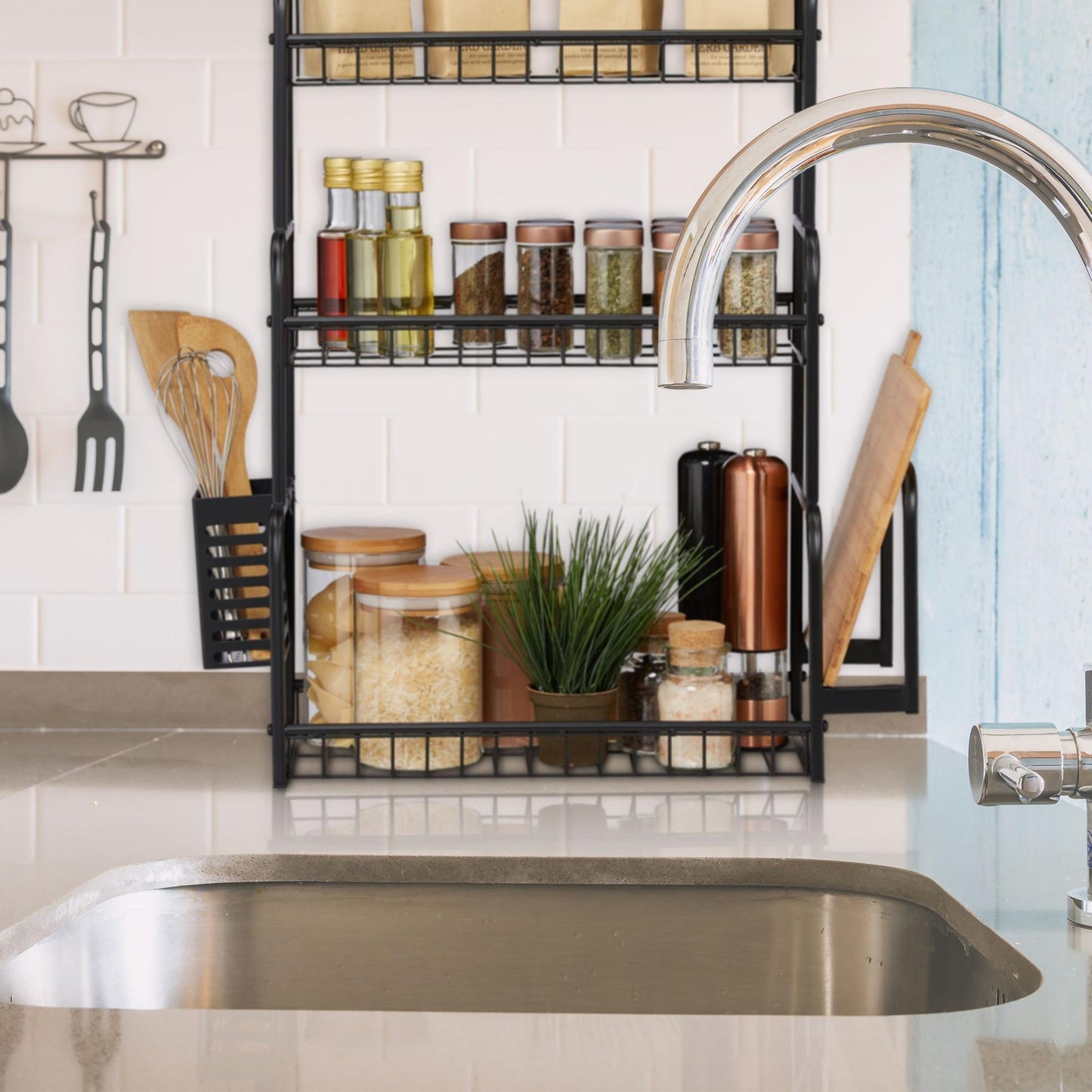 Kitchen shelf for the worktop