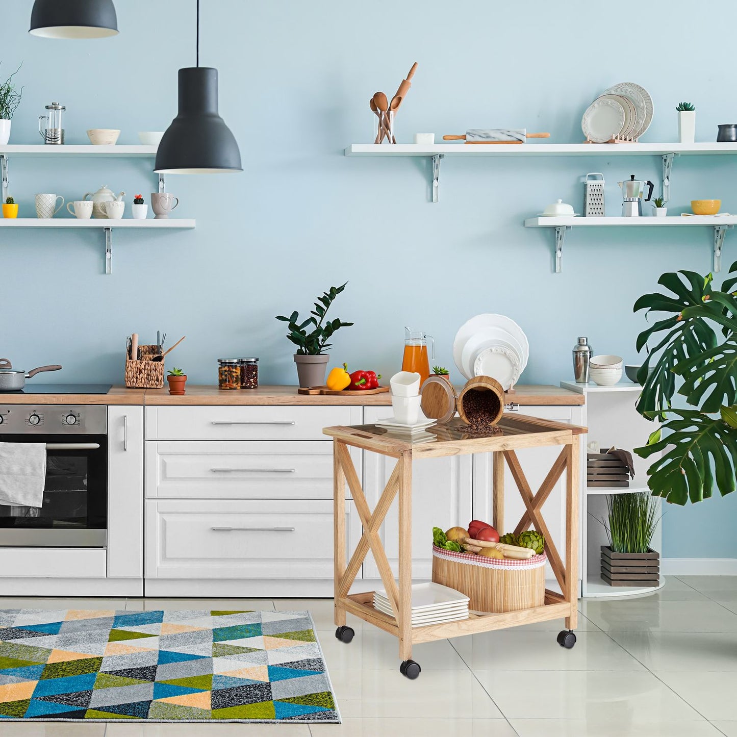 Kitchen trolley in walnut