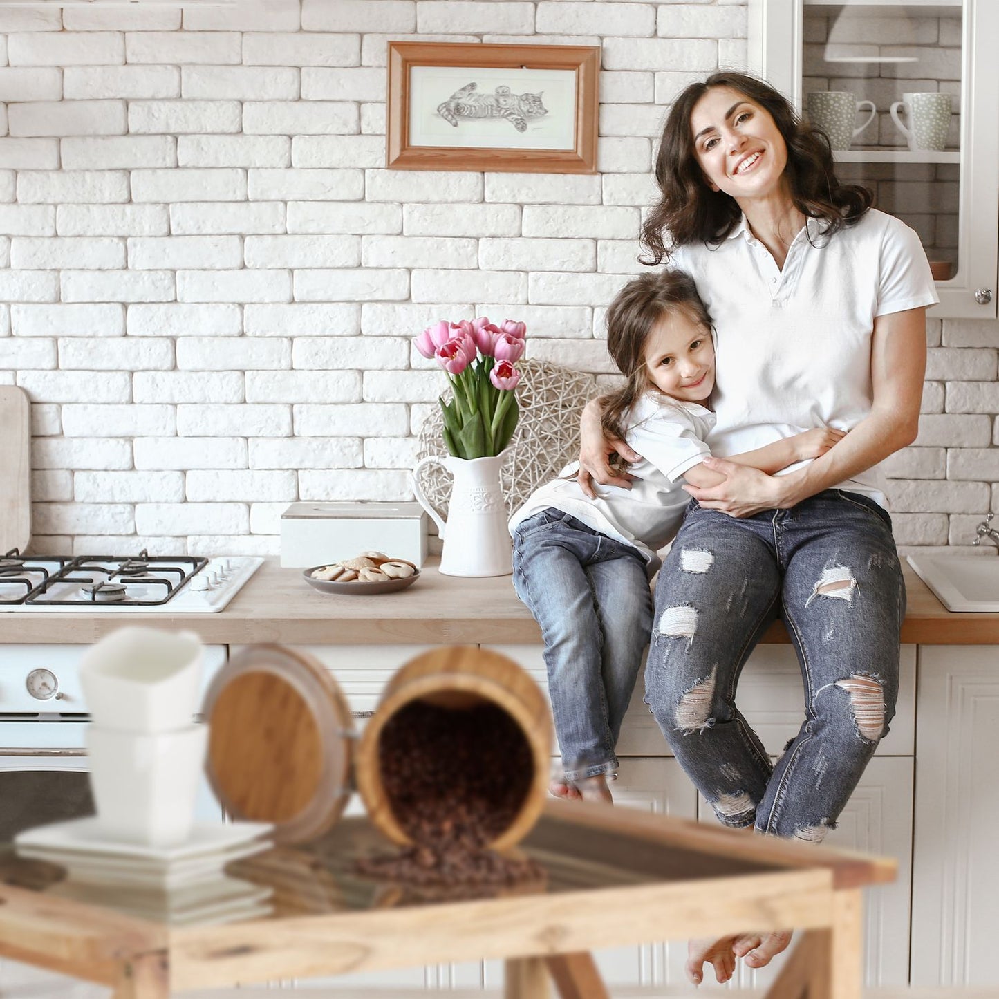 Kitchen trolley in walnut
