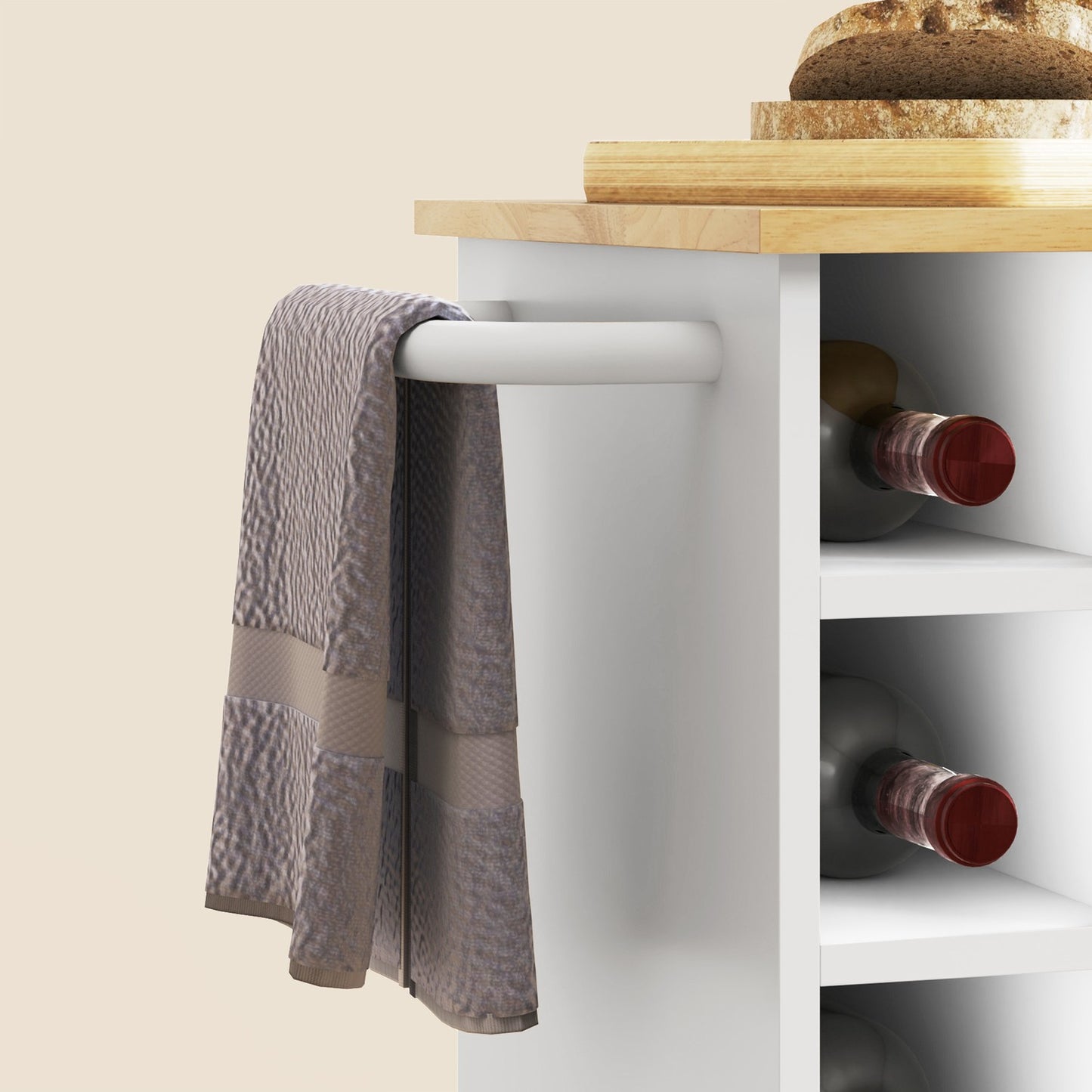Kitchen trolley with shelves & wine rack, Oak 83x40x83cm