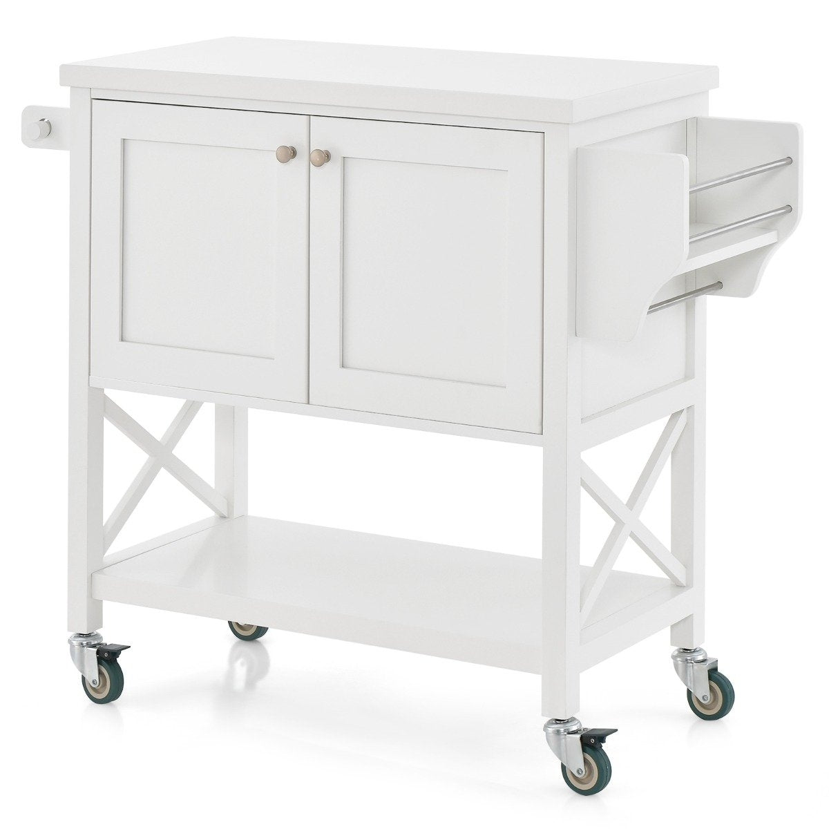 Kitchen trolley with cupboard & shelf & towel holder & spice rack serving trolley white