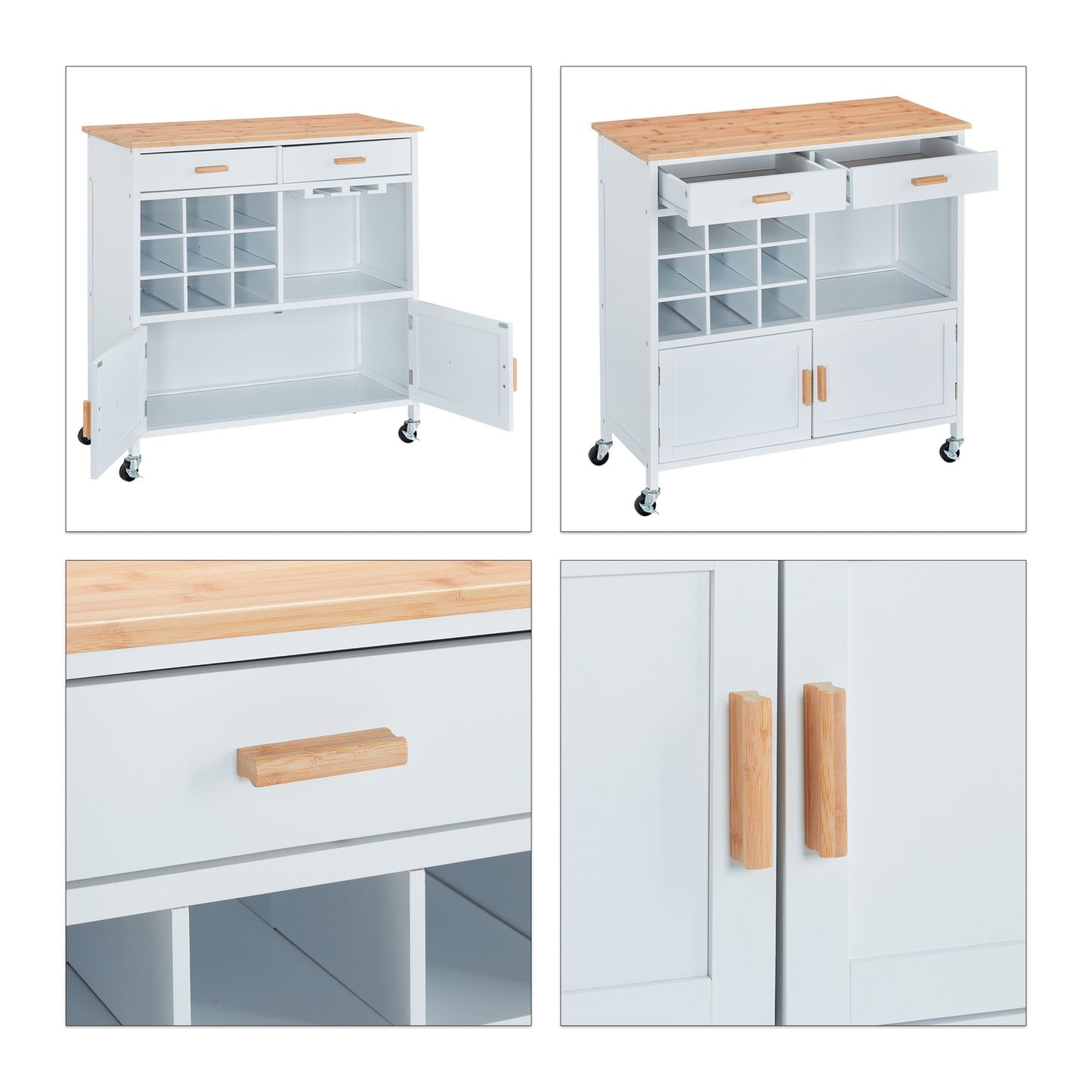 Kitchen trolley with wine rack