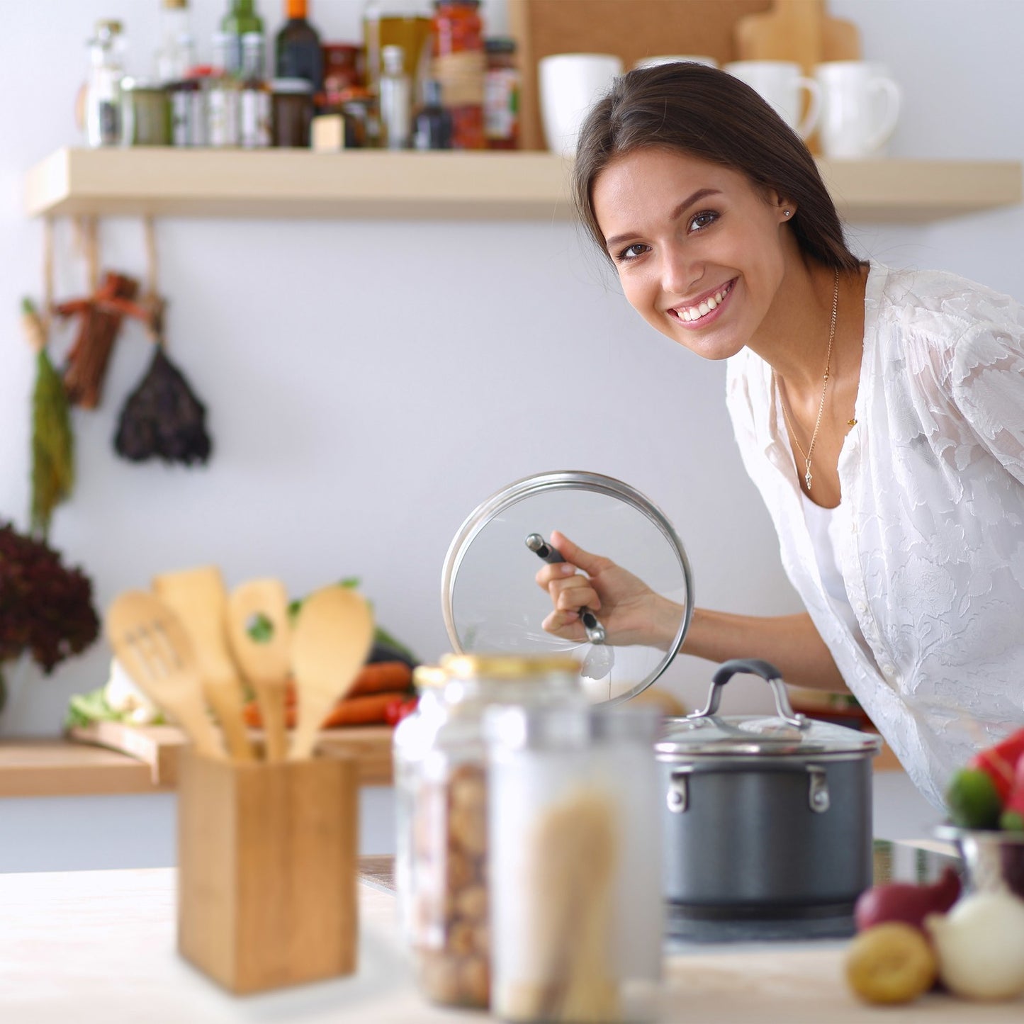 Kitchen utensil bamboo 5 parts with holder