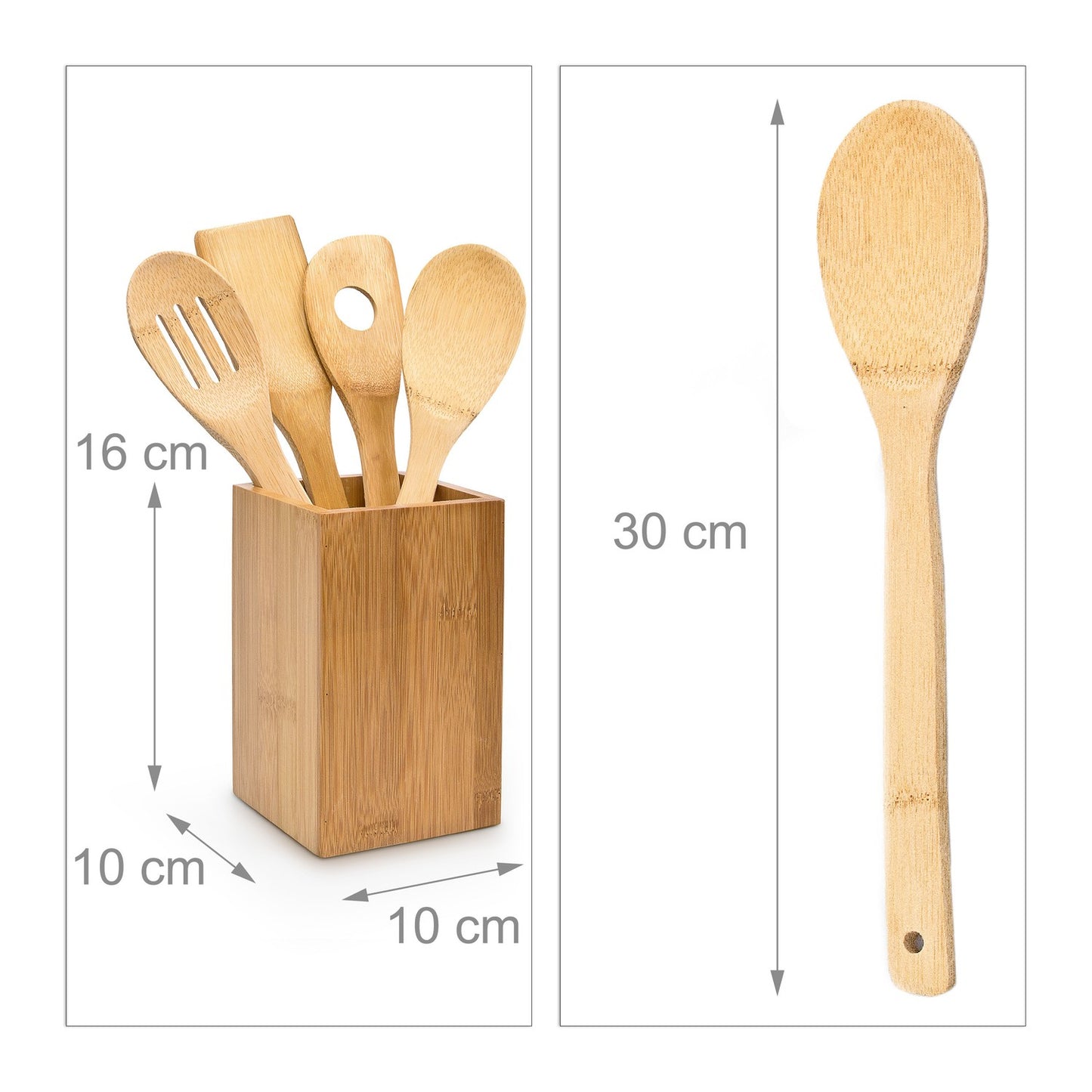 Kitchen utensil bamboo 5 parts with holder