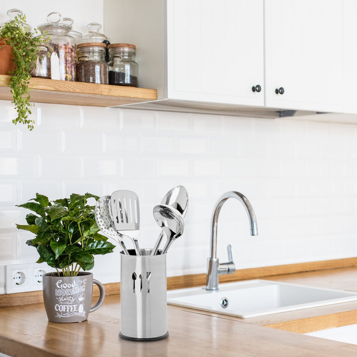 Kitchen utensils in stainless steel