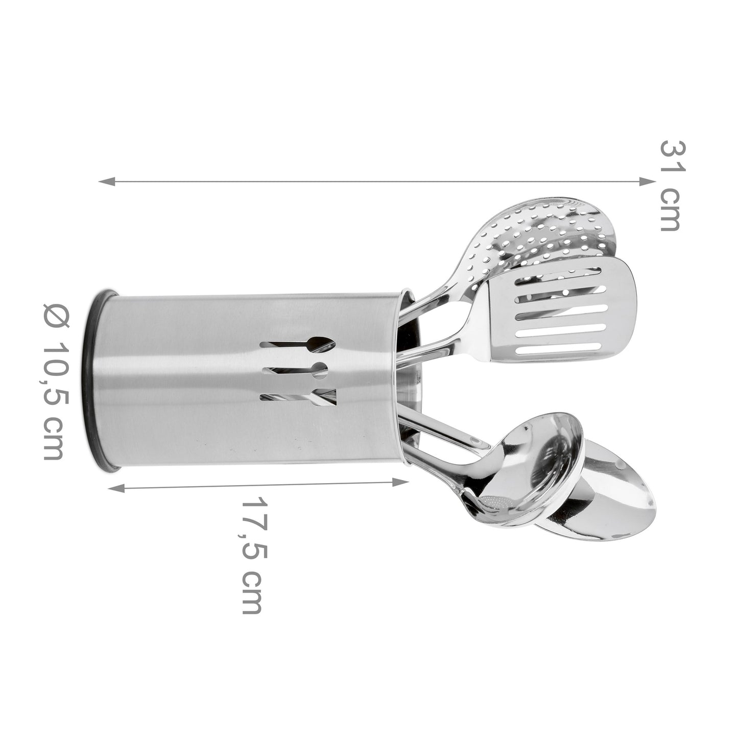 Kitchen utensils in stainless steel