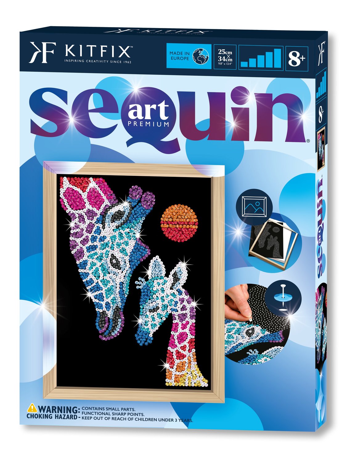 Kitfix Diy Set Sequin Art Blue Premium Giraffe & Calf
