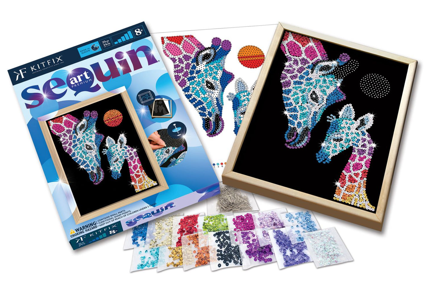 Kitfix Diy Set Sequin Art Blue Premium Giraffe & Calf