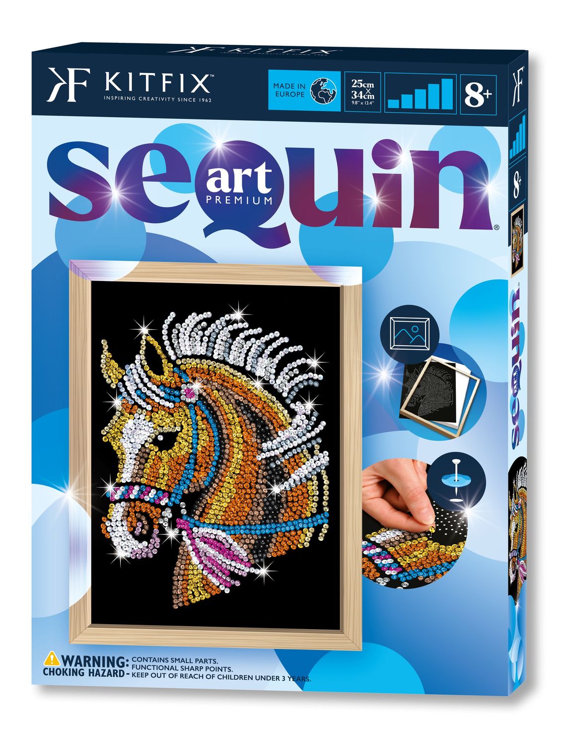 Kitfix Diy Set Sequin Art Blue Premium Horse