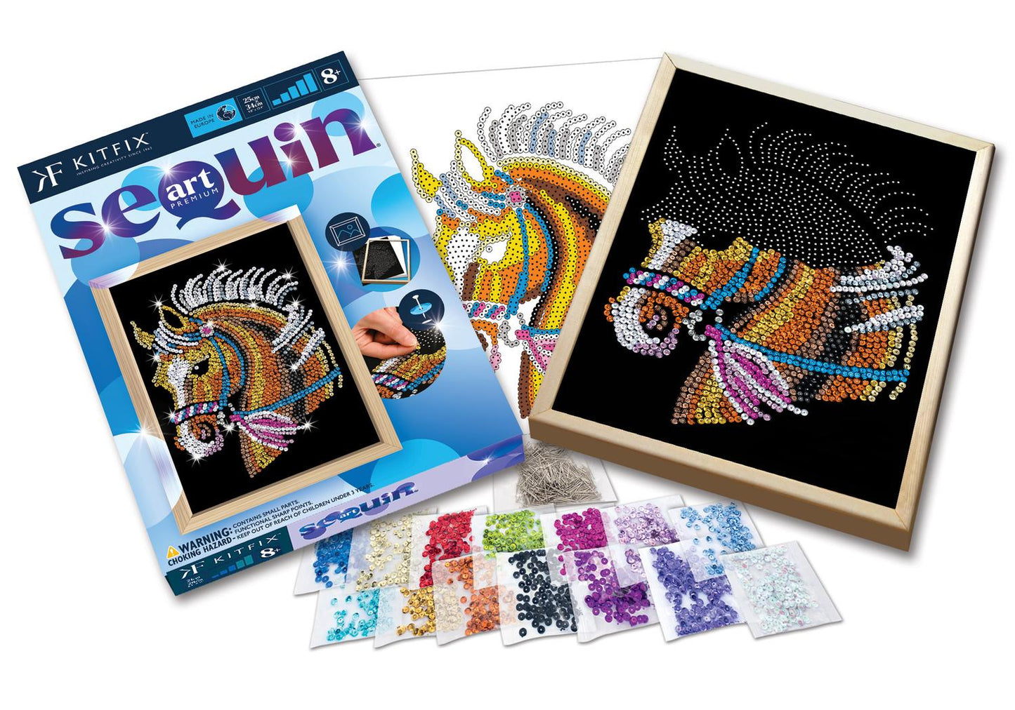 Kitfix Diy Set Sequin Art Blue Premium Horse