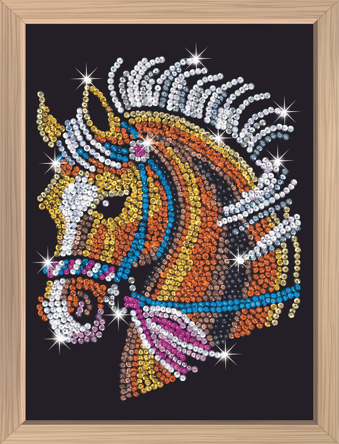 Kitfix Diy Set Sequin Art Blue Premium Horse