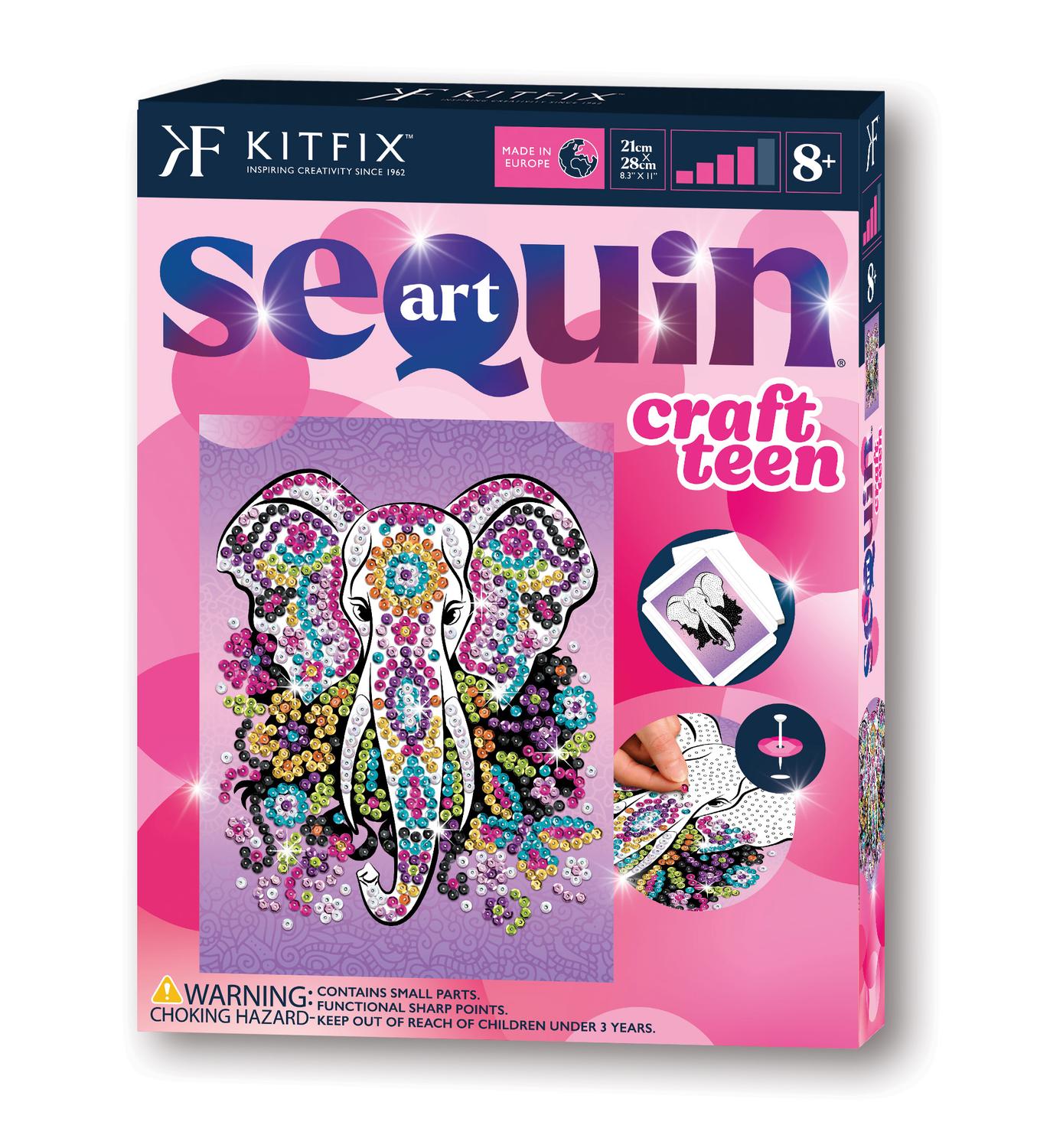 Kitfix Diy Set Sequin Art Craft Teen Elephant