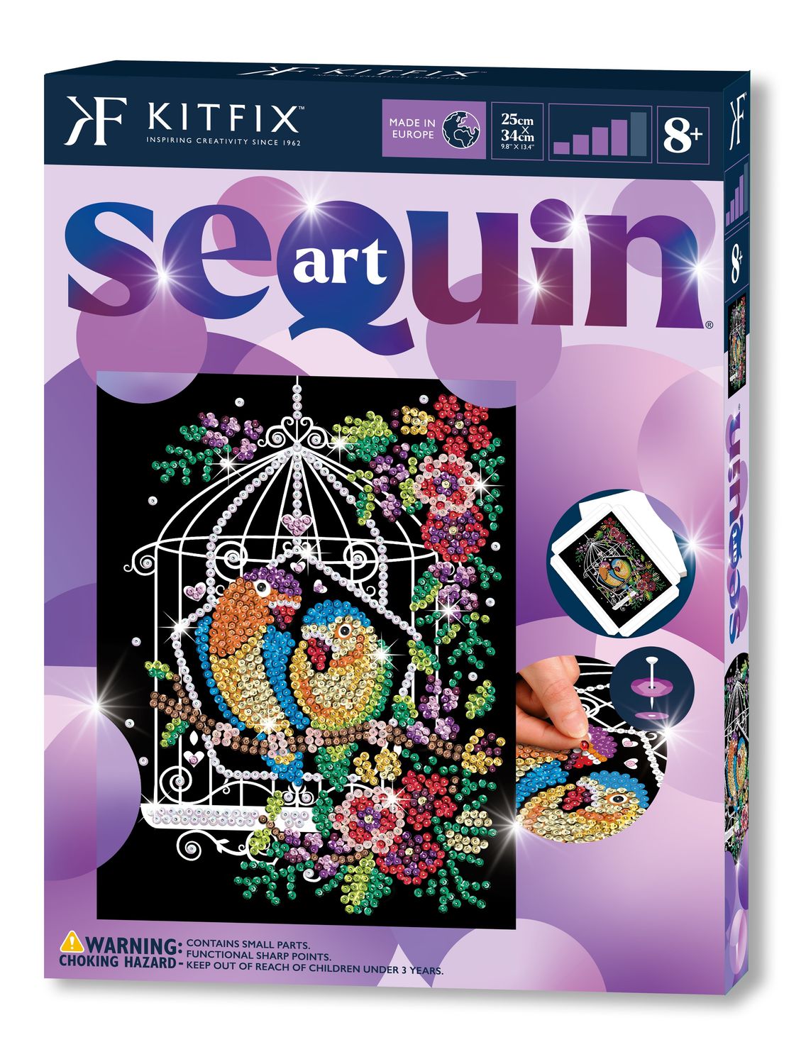 Kitfix Diy Set Sequin Art Purple Birdcage