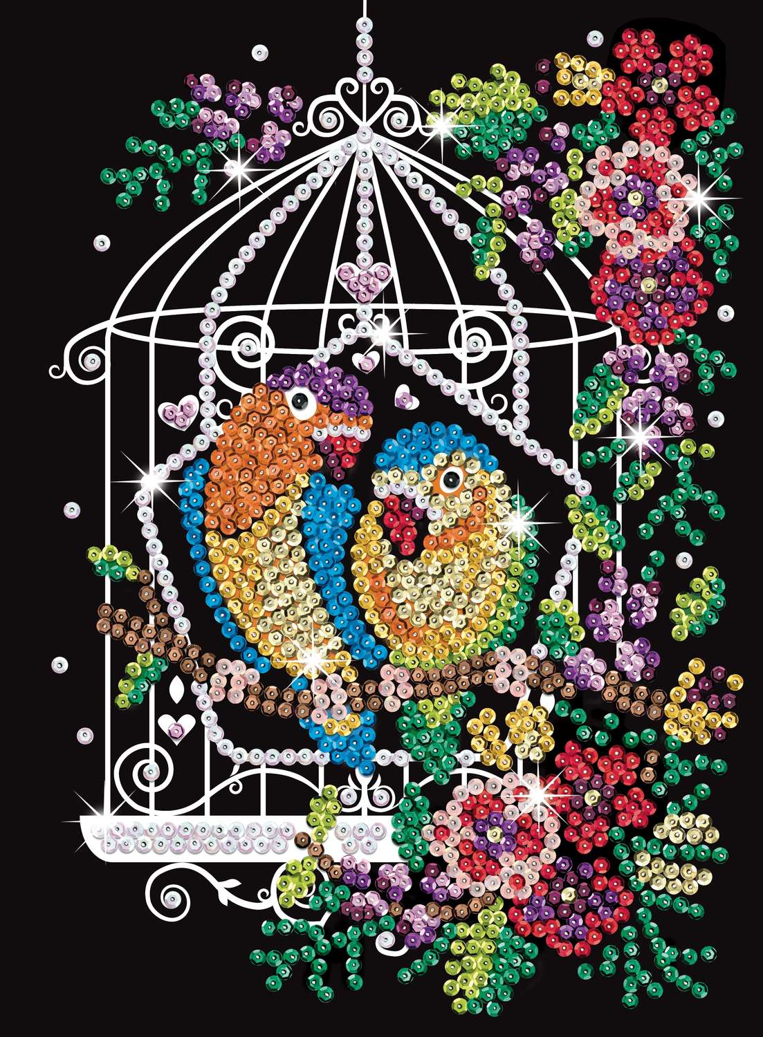 Kitfix Diy Set Sequin Art Purple Birdcage