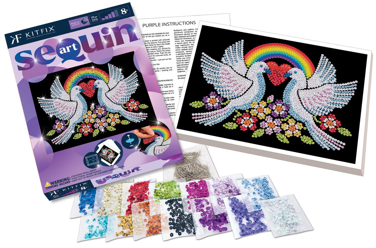 Kitfix Diy Set Sequin Art Purple Doves Of Hope