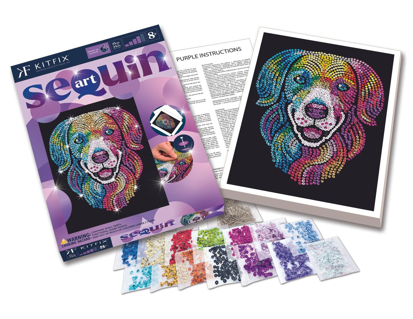 Kitfix Diy Set Sequin Art Purple Harlequin Hound