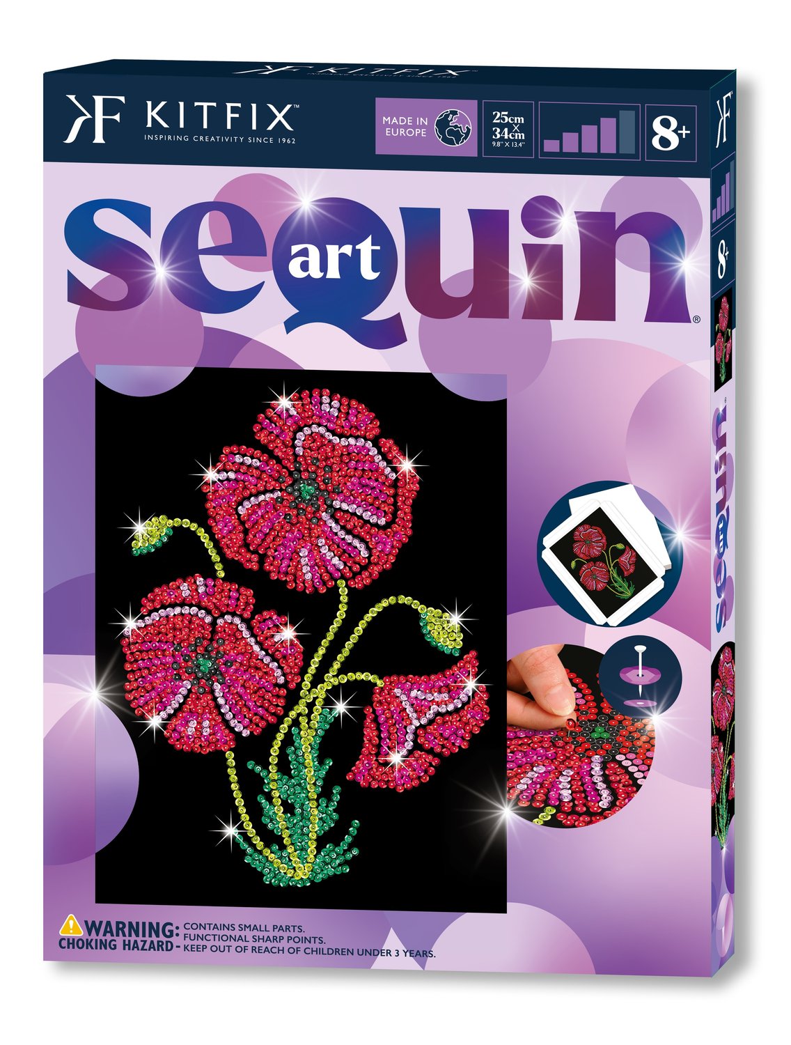 Kitfix Diy Set Sequin Art Purple Poppies