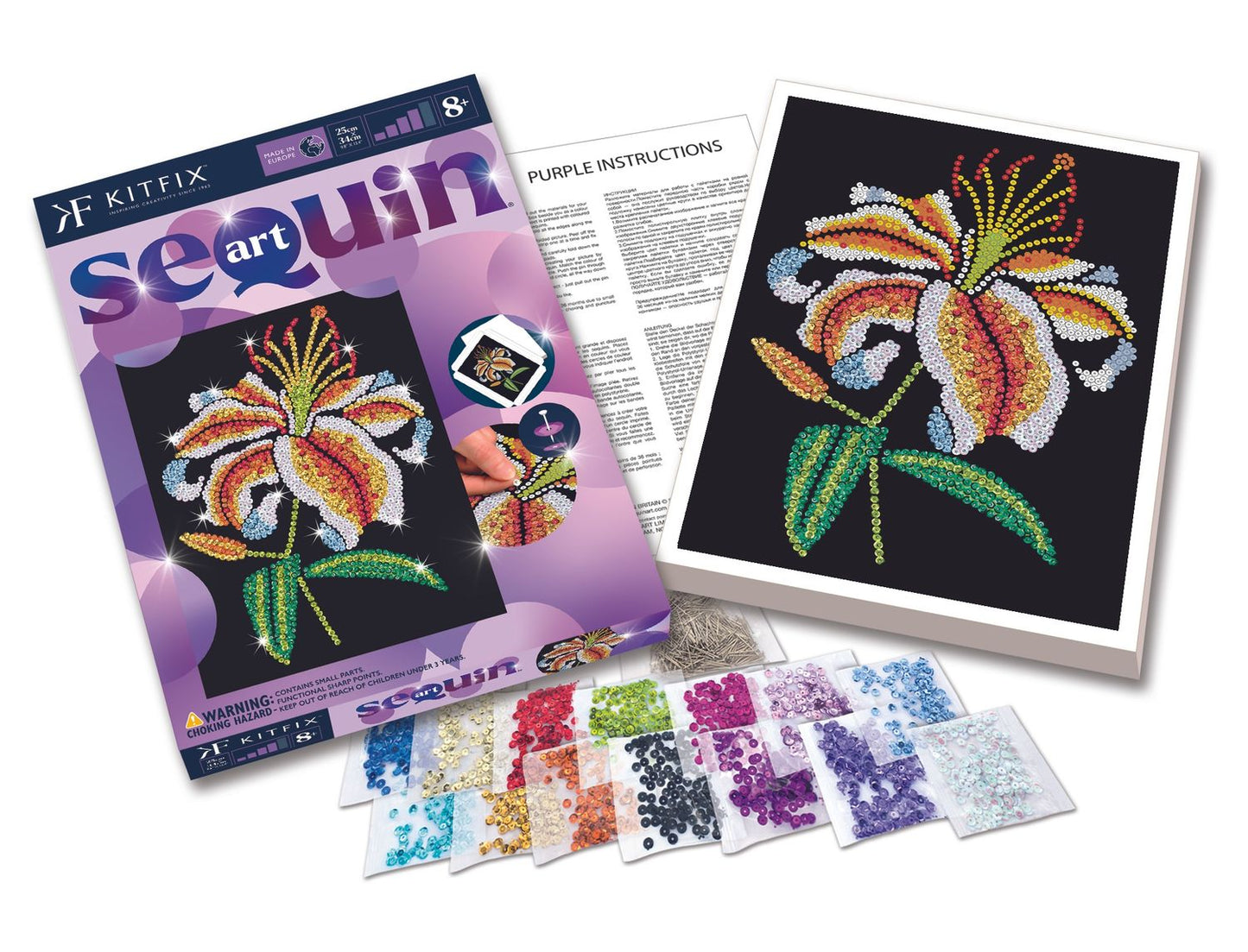 Kitfix Diy Set Sequin Art Purple Tiger Lily