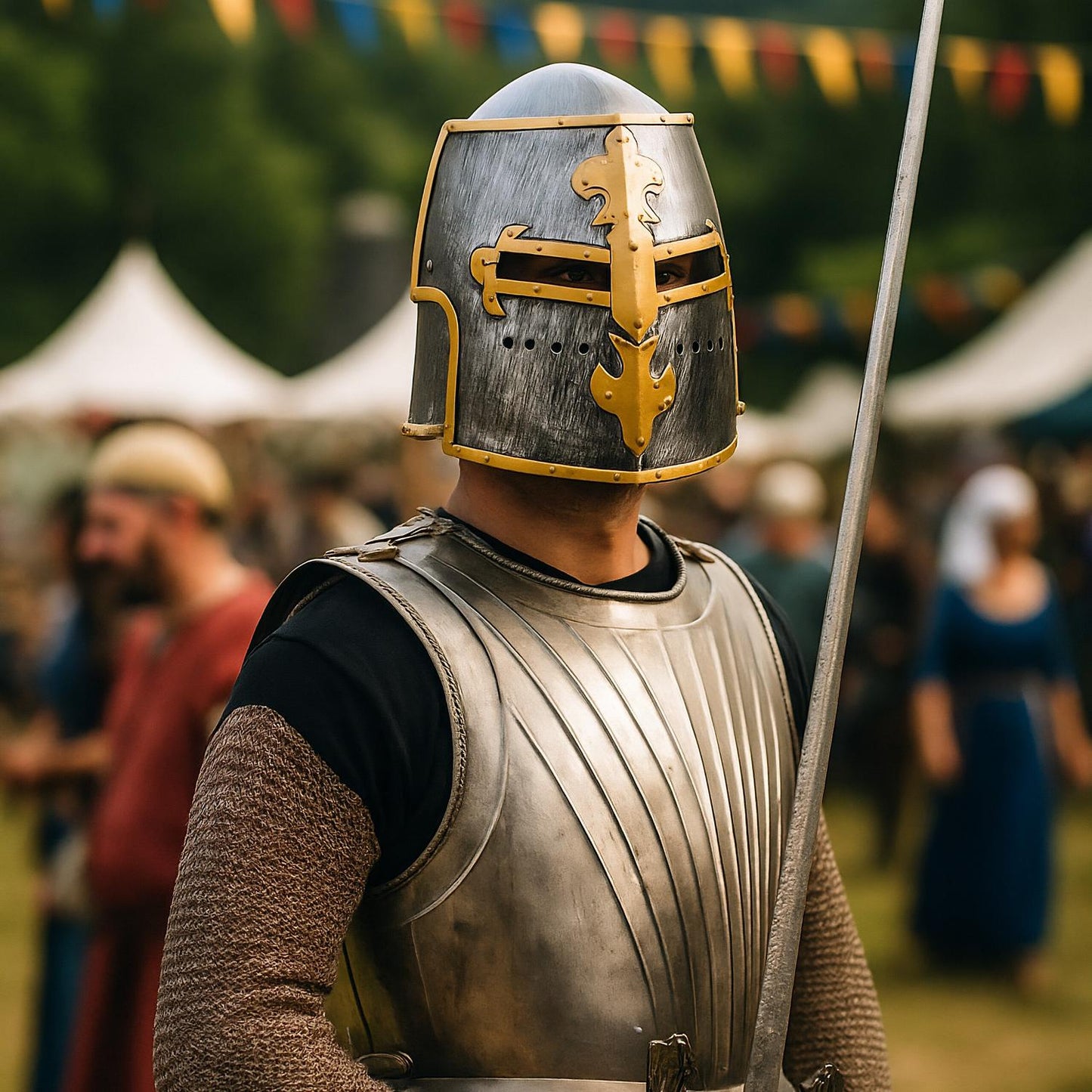 Knight Helmet with Flip Visor for Role Play & Carnival