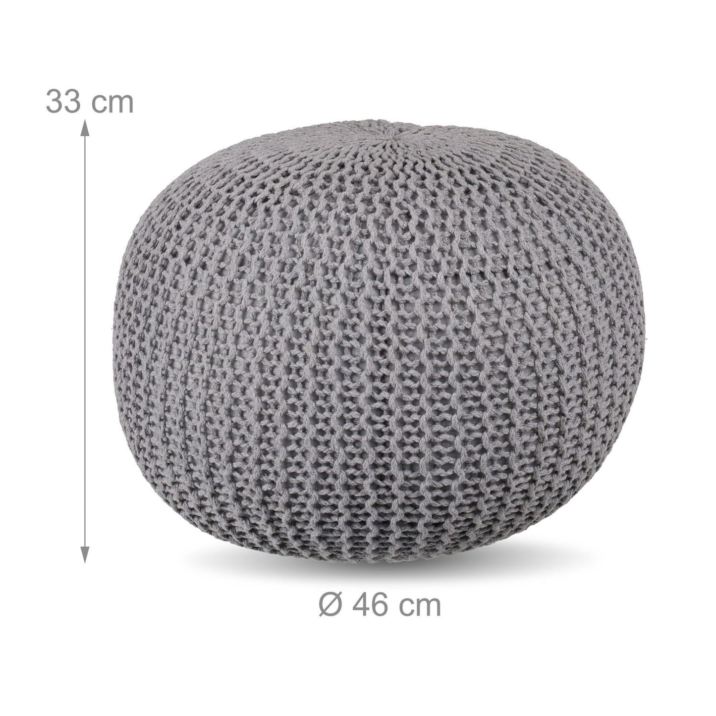 Knitted Pouf – Round, Boho Design, Polystyrene Fill
